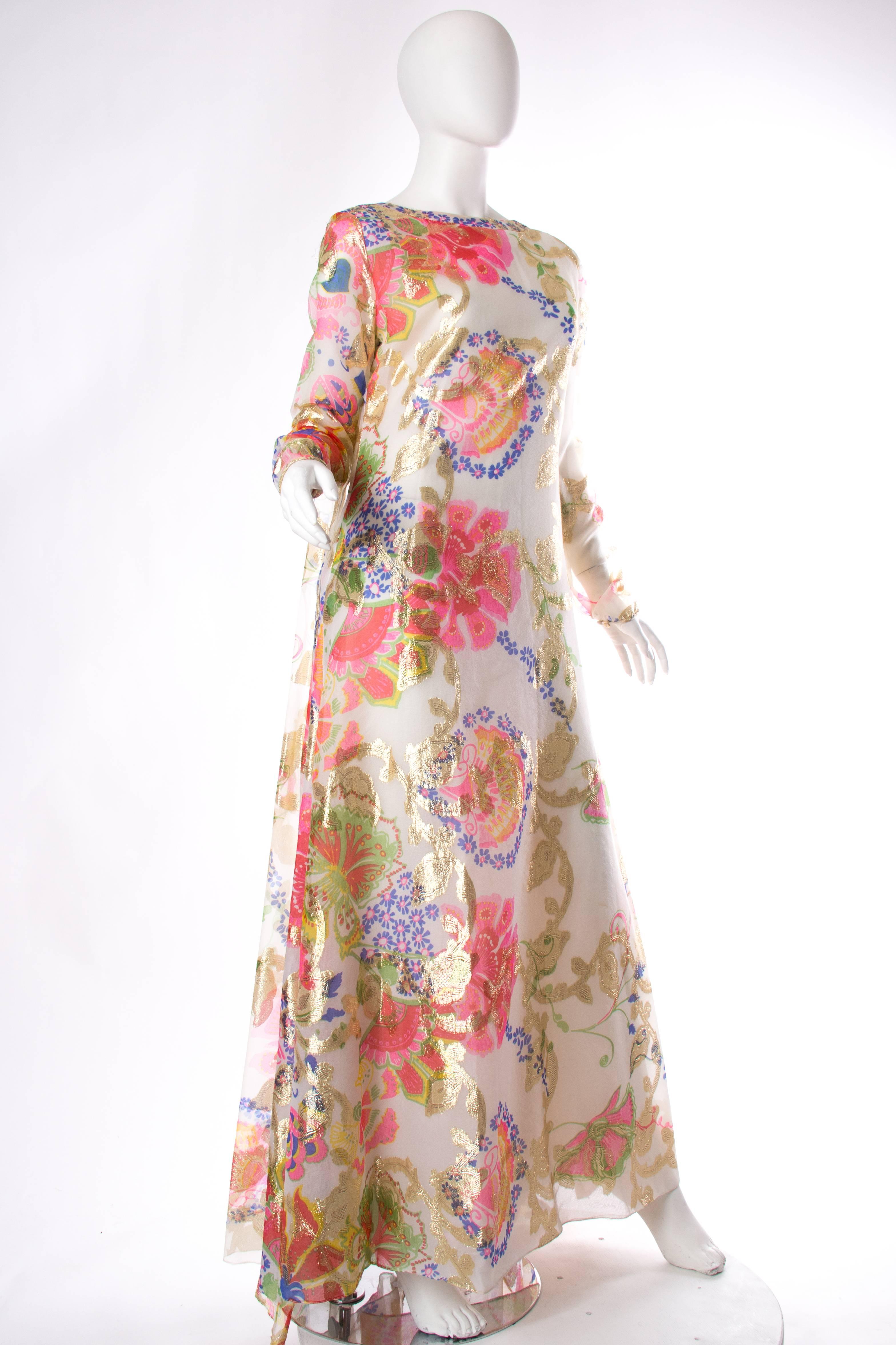 1960s Tina Lesser Gown with Cape In Excellent Condition In New York, NY