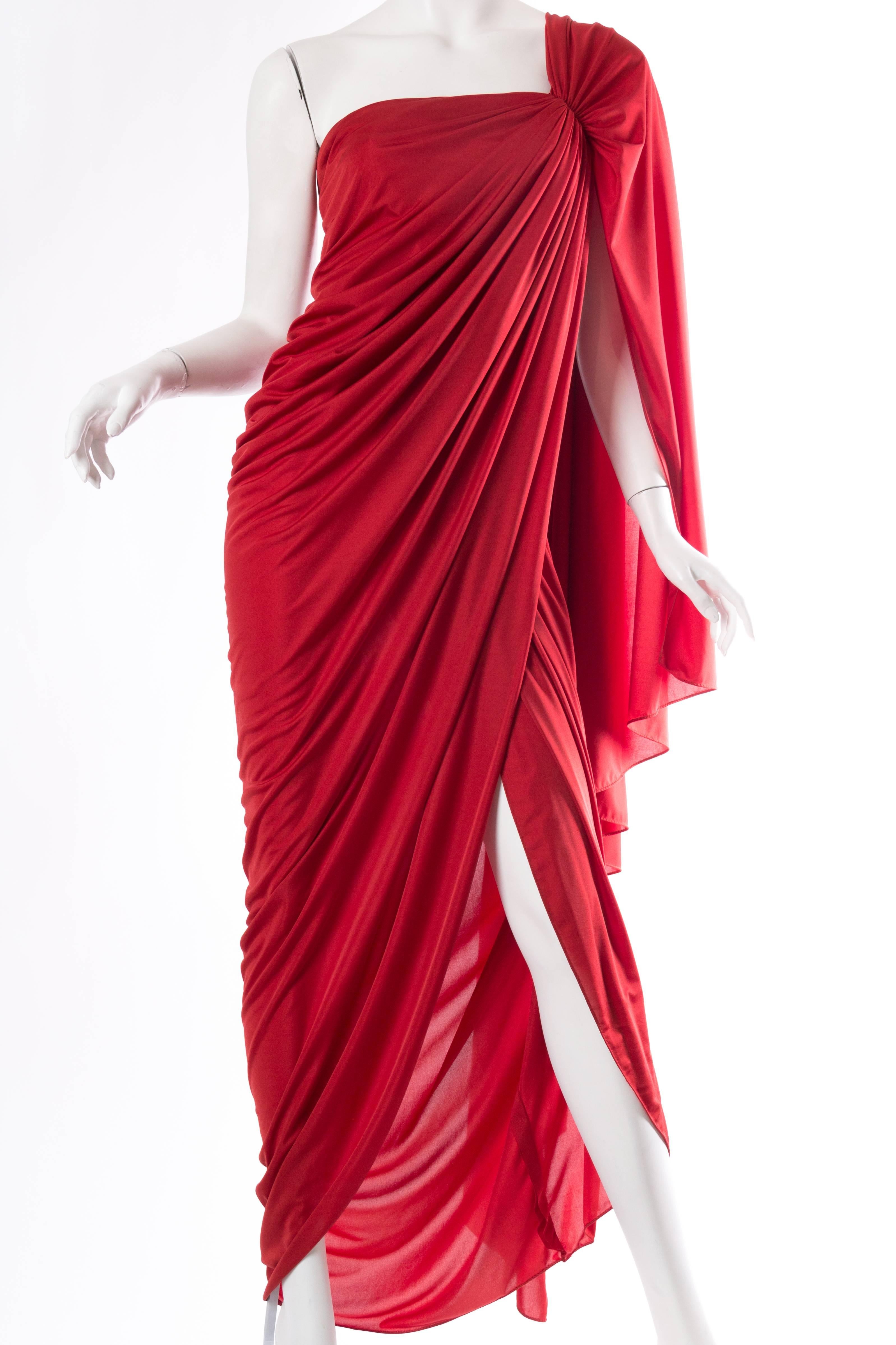 Red Luscious 1970s Jersey Godess Gown From Giorgio Beverly Hills
