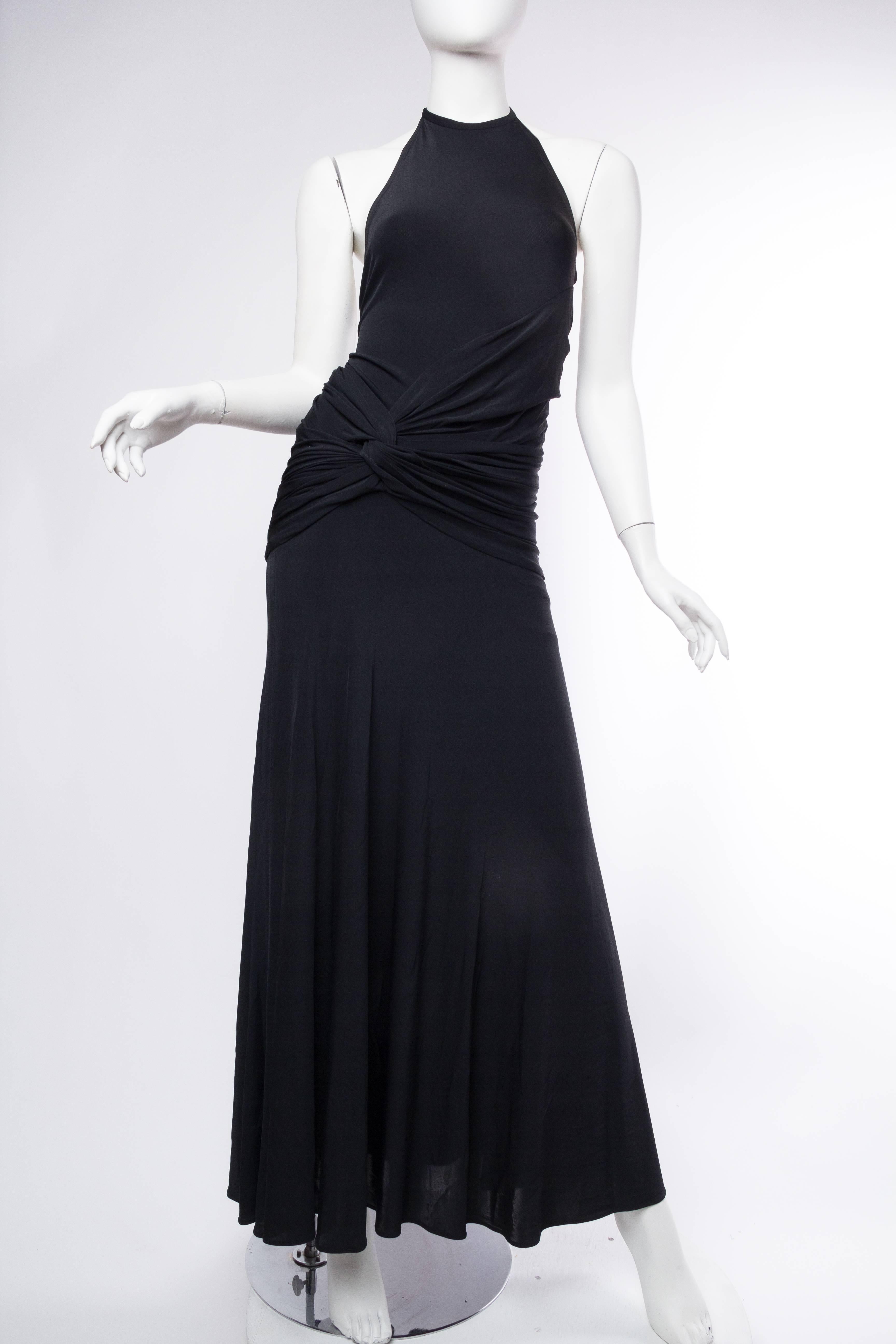 Black 1990s Donna Karan Jersey Backless Gown