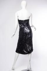 1990S GIORGIO ARMANI Black & White Silk Chiffon Fully Beaded Bias Strapless Coc