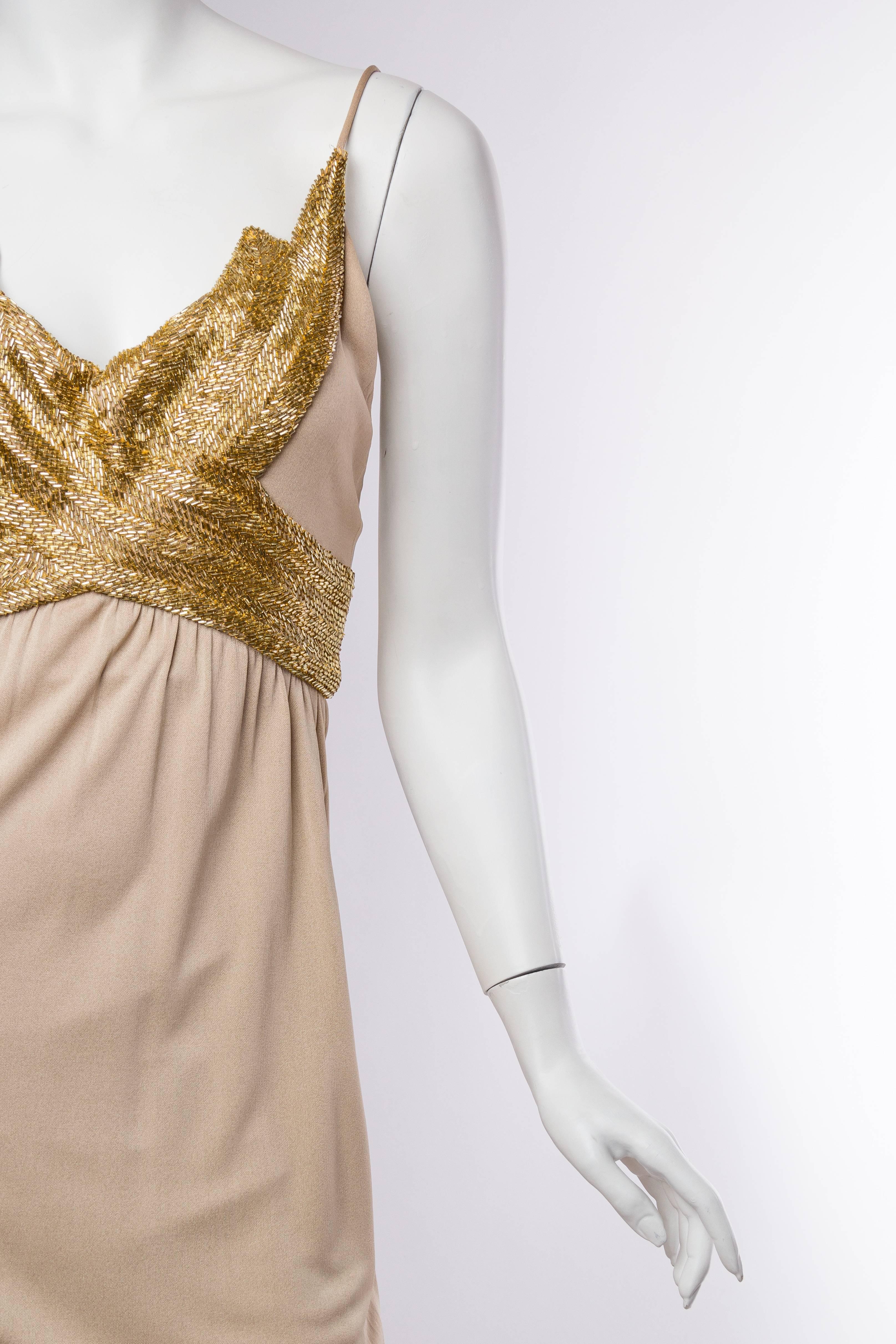 1970S  Champagne & Gold Silk Jersey Gown 5