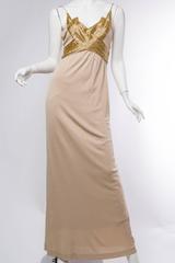 1970S  Champagne & Gold Silk Jersey Gown
