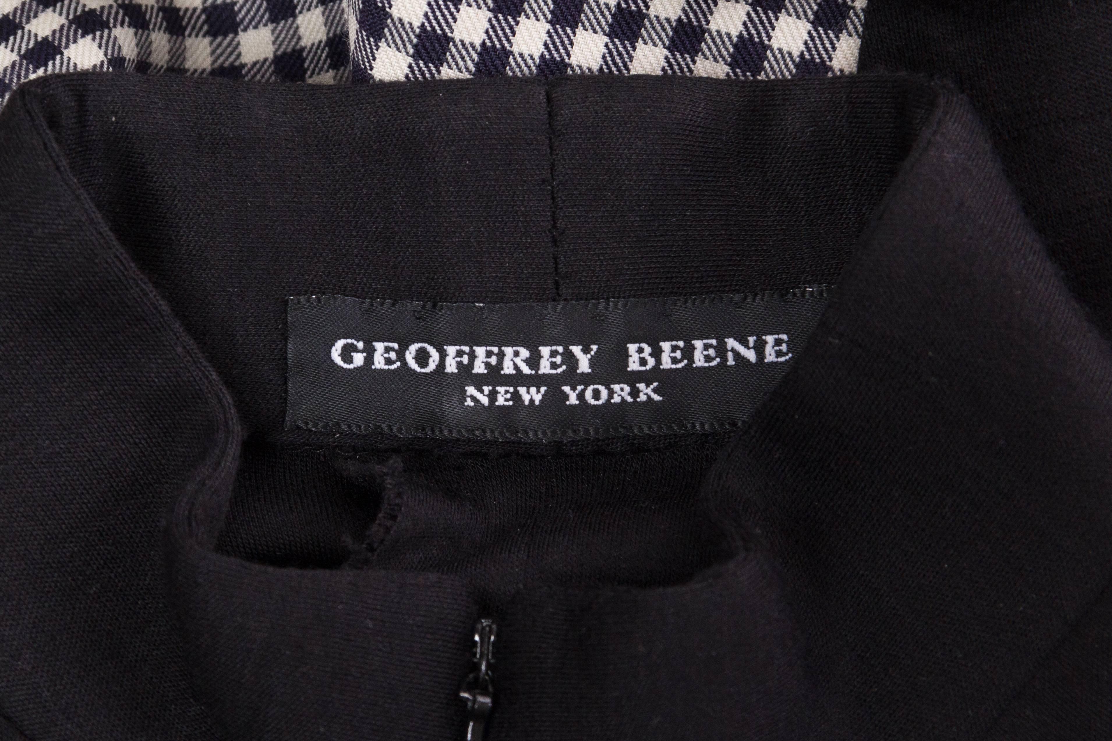 1990S GEOFFREY BEENE Black Wool Jersey & Rayon Blend Gingham Minimalist Dress 7
