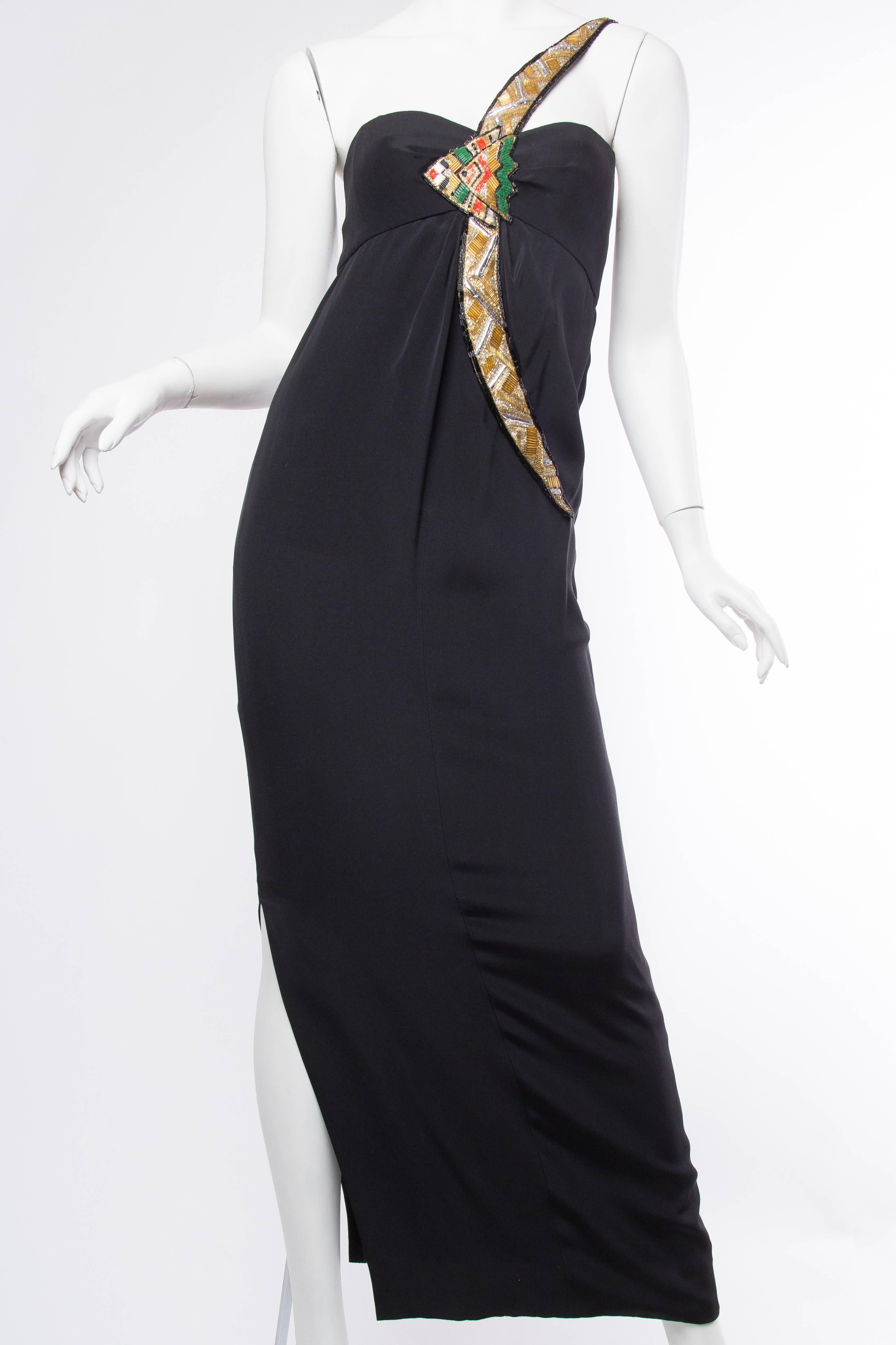 Black Bernard Perris Beaded Gown