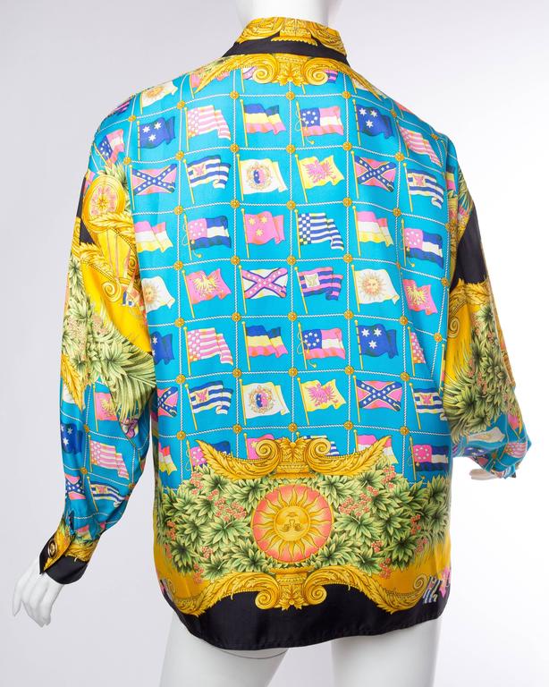 Gianni Versace Couture Women's Printed Silk Blouse at 1stDibs