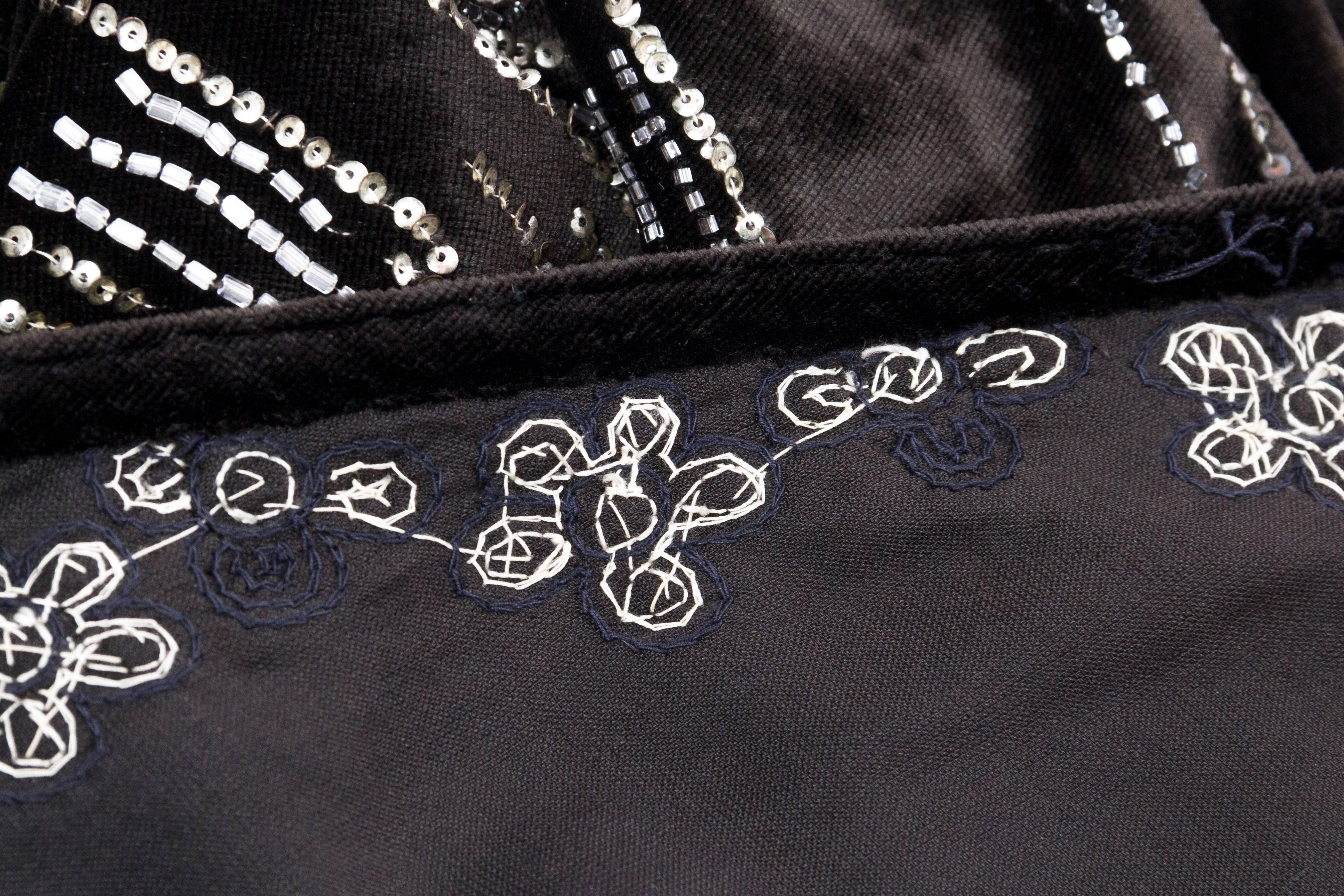 1920s Art Deco Beaded Velvet Wrap-Dress Boho Vest with Crystals 2