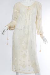 1920s Hand Embroidered Boho Gauze Dress