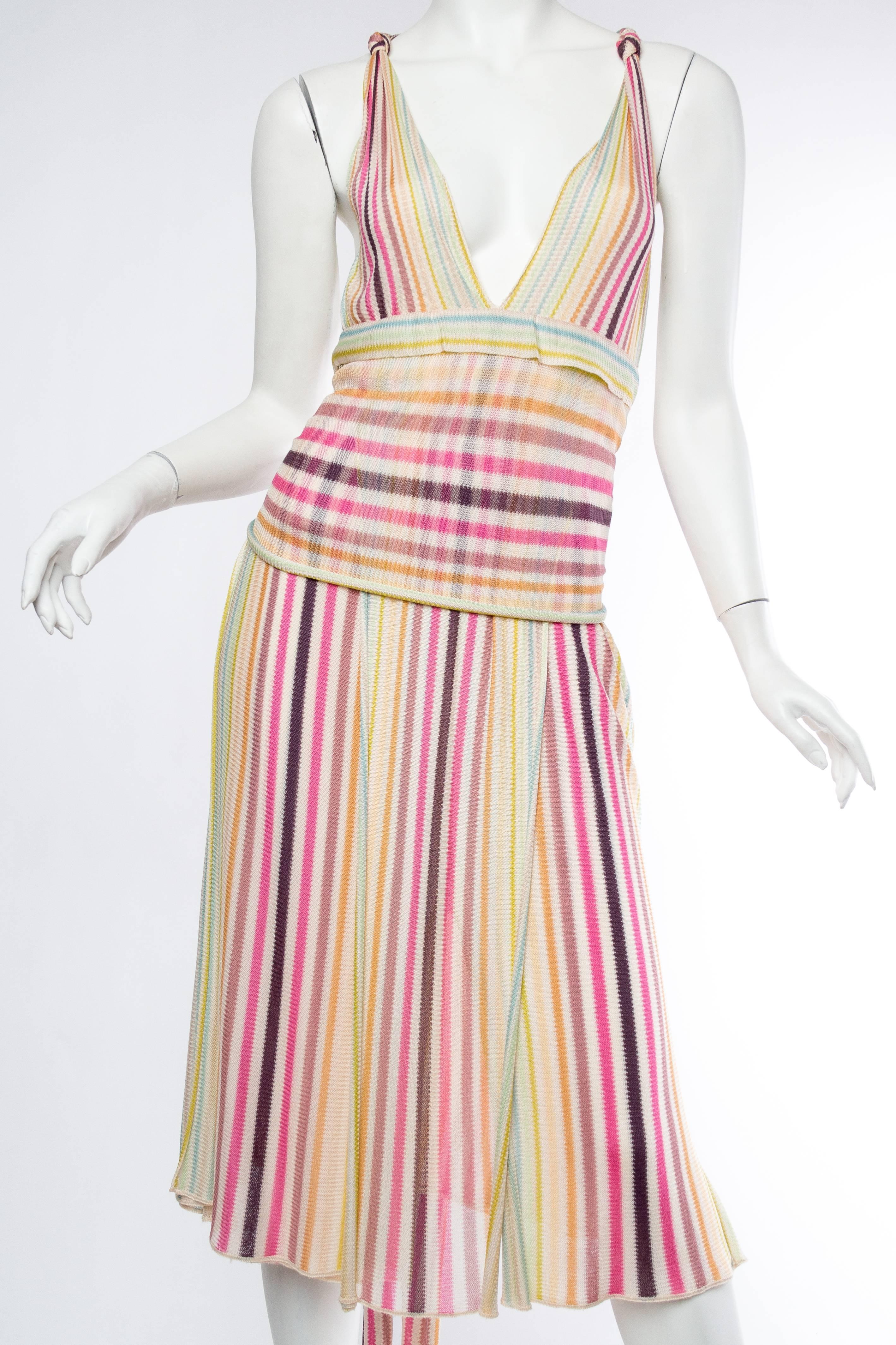 Beige Slinky Missoni Striped Dress