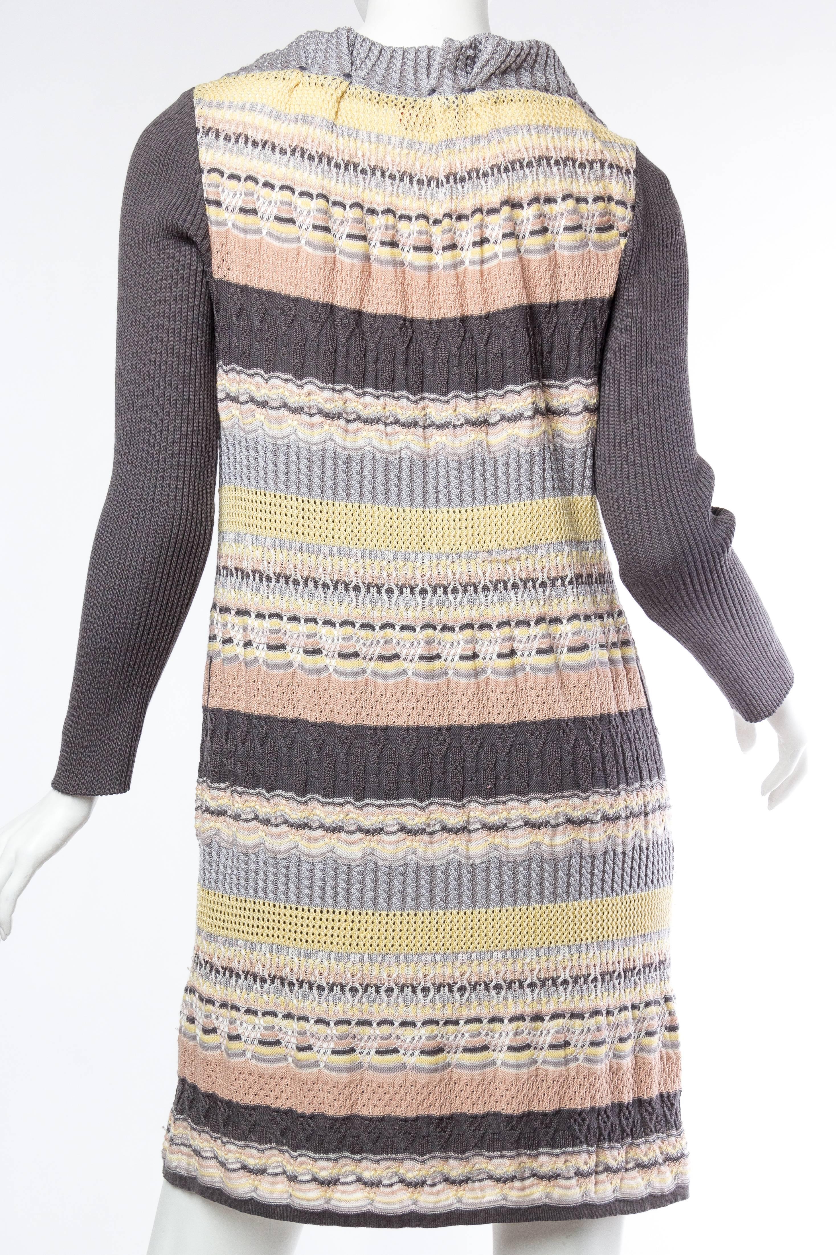 Women's 1990S MISSONI Grey & Peach Wool/Silk Sweater Dress With Silk Slip For Sale
