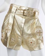 Jean Claude Jitrois Studded Gold Leather Shorts