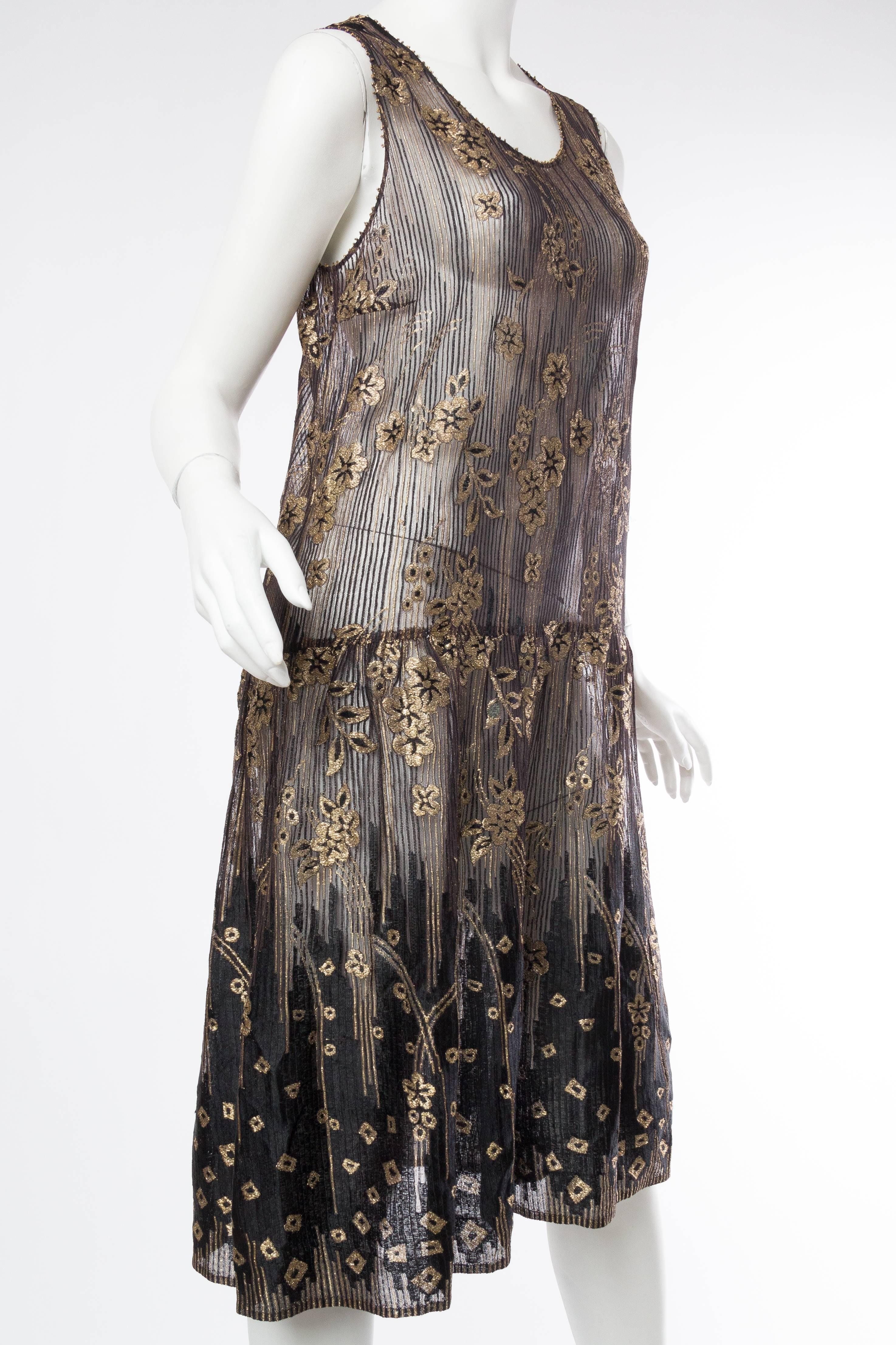 1920s Art Deco Lamé Lace Dress 