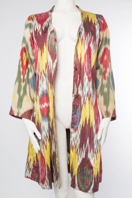 1990S Multicolor Hand Woven Silk Ikat Duster Made From Antique Fabric ...