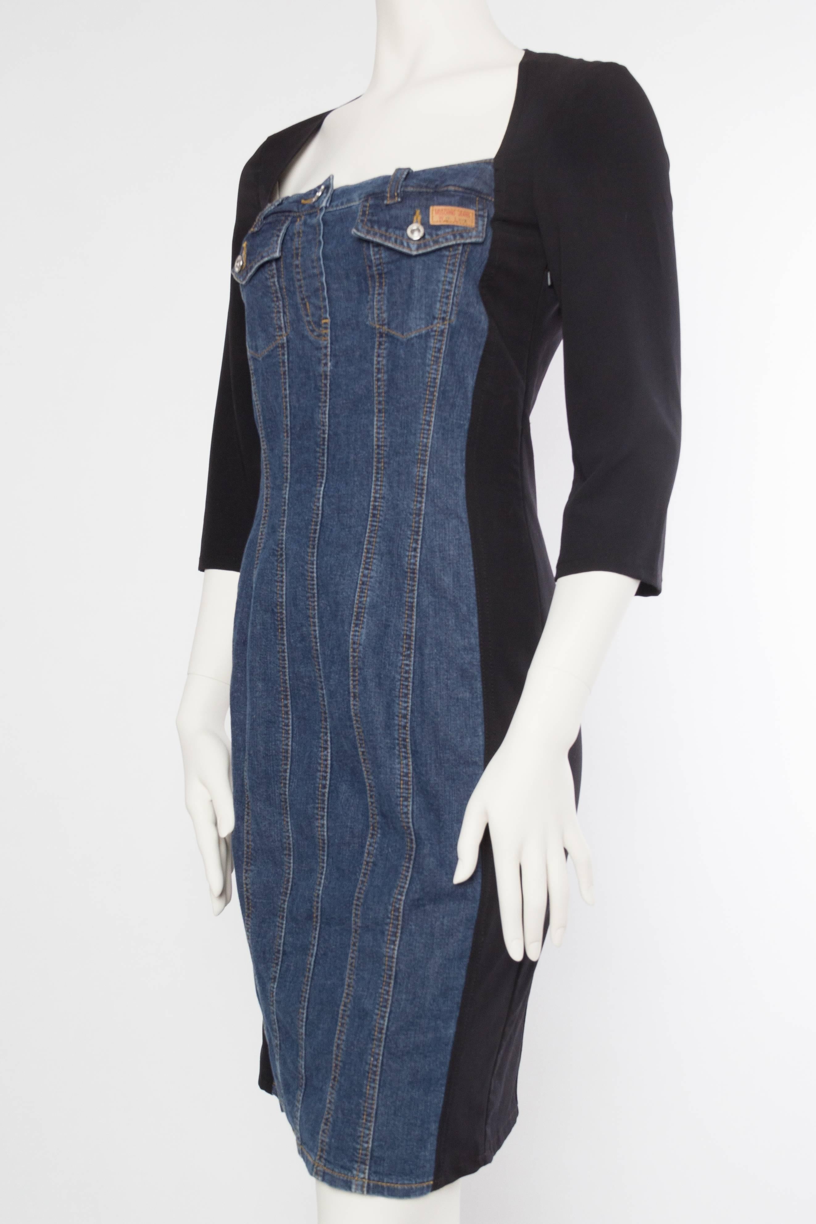 Moschino Bodycon Denim Dress In Excellent Condition In New York, NY