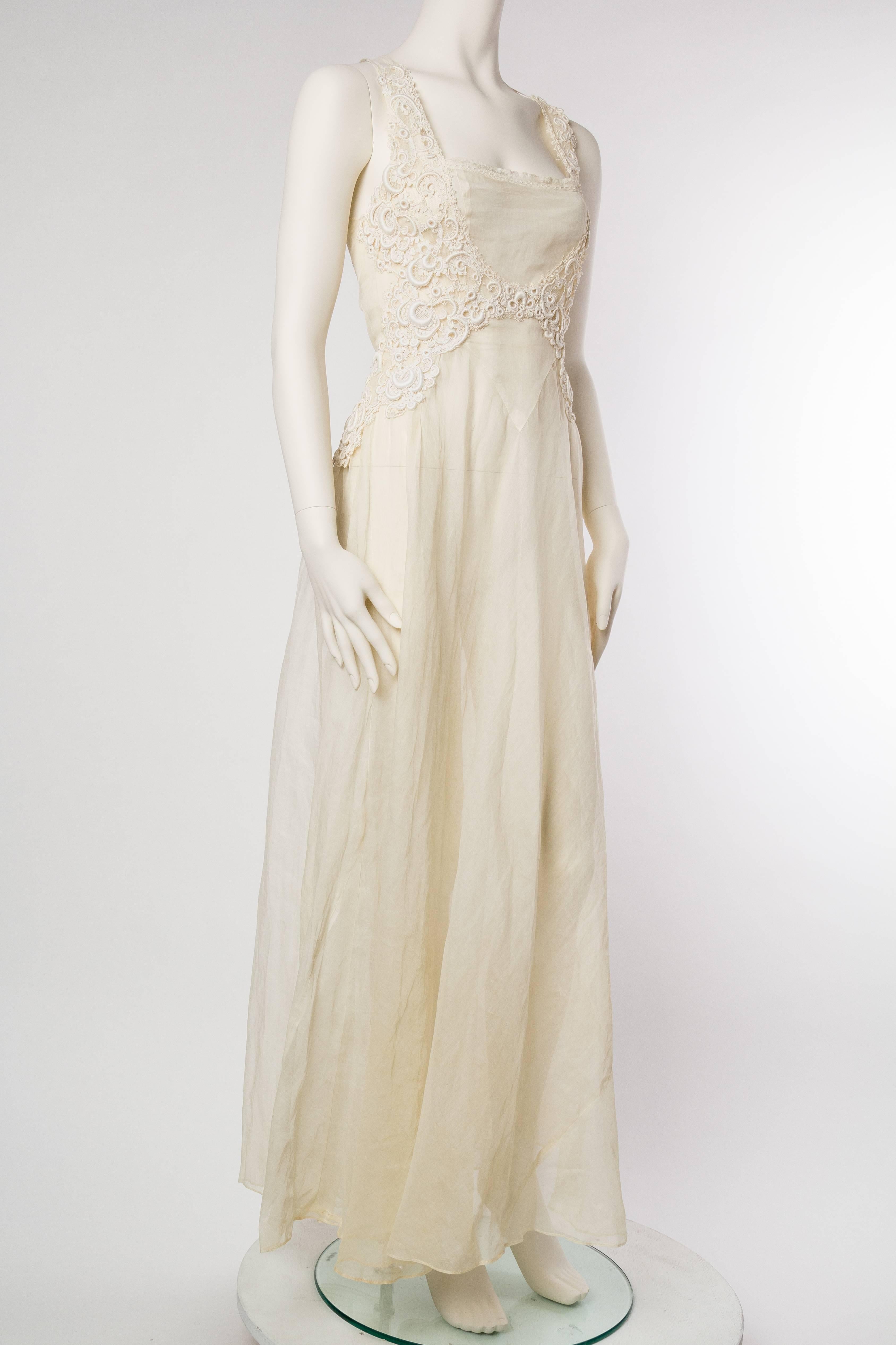Beige Alexander McQueen Inspired re-worked 1930s Lace Dress