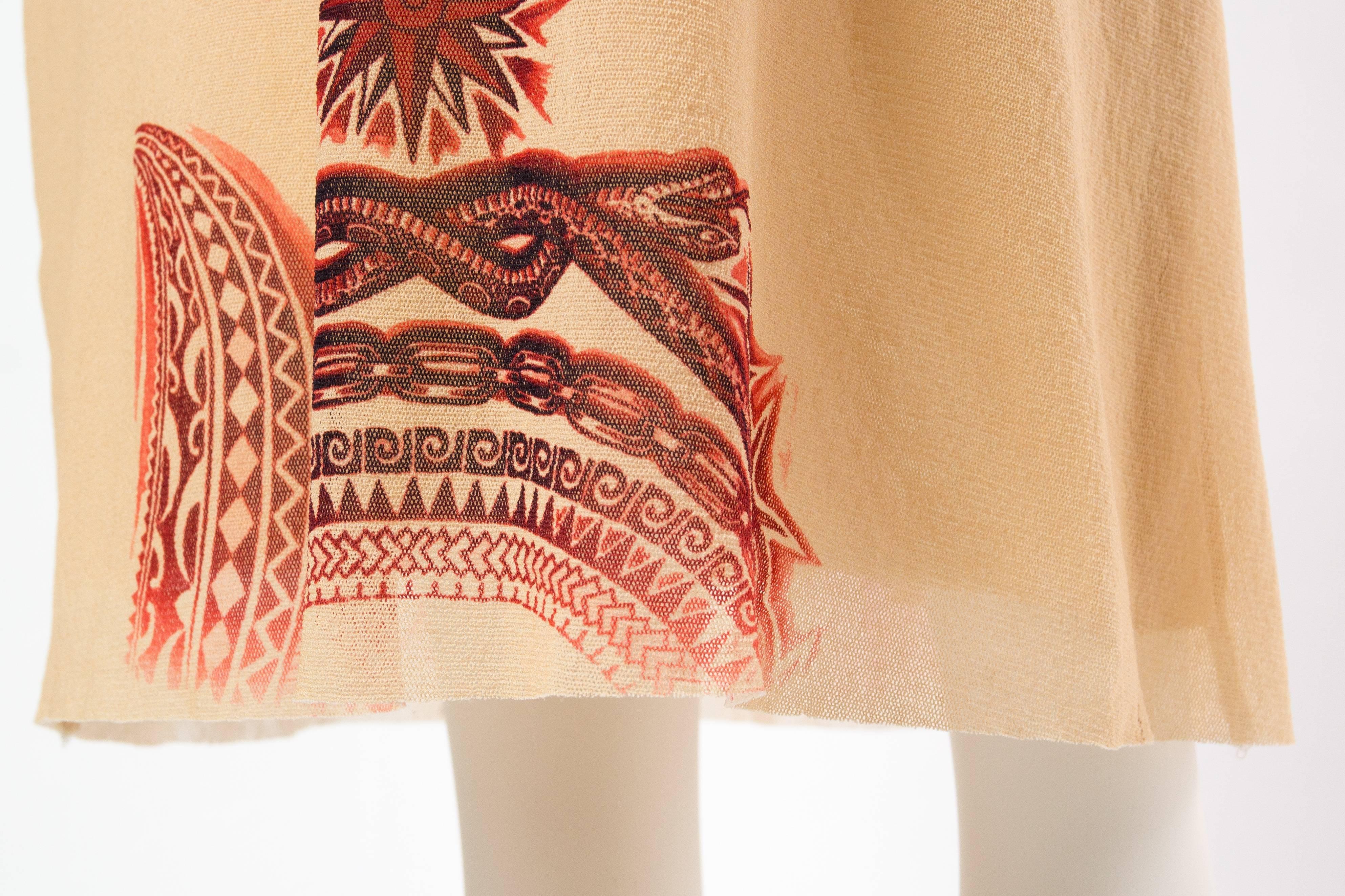 Beige Jean Paul Gaultier Tattoo Print Dress & Bolero