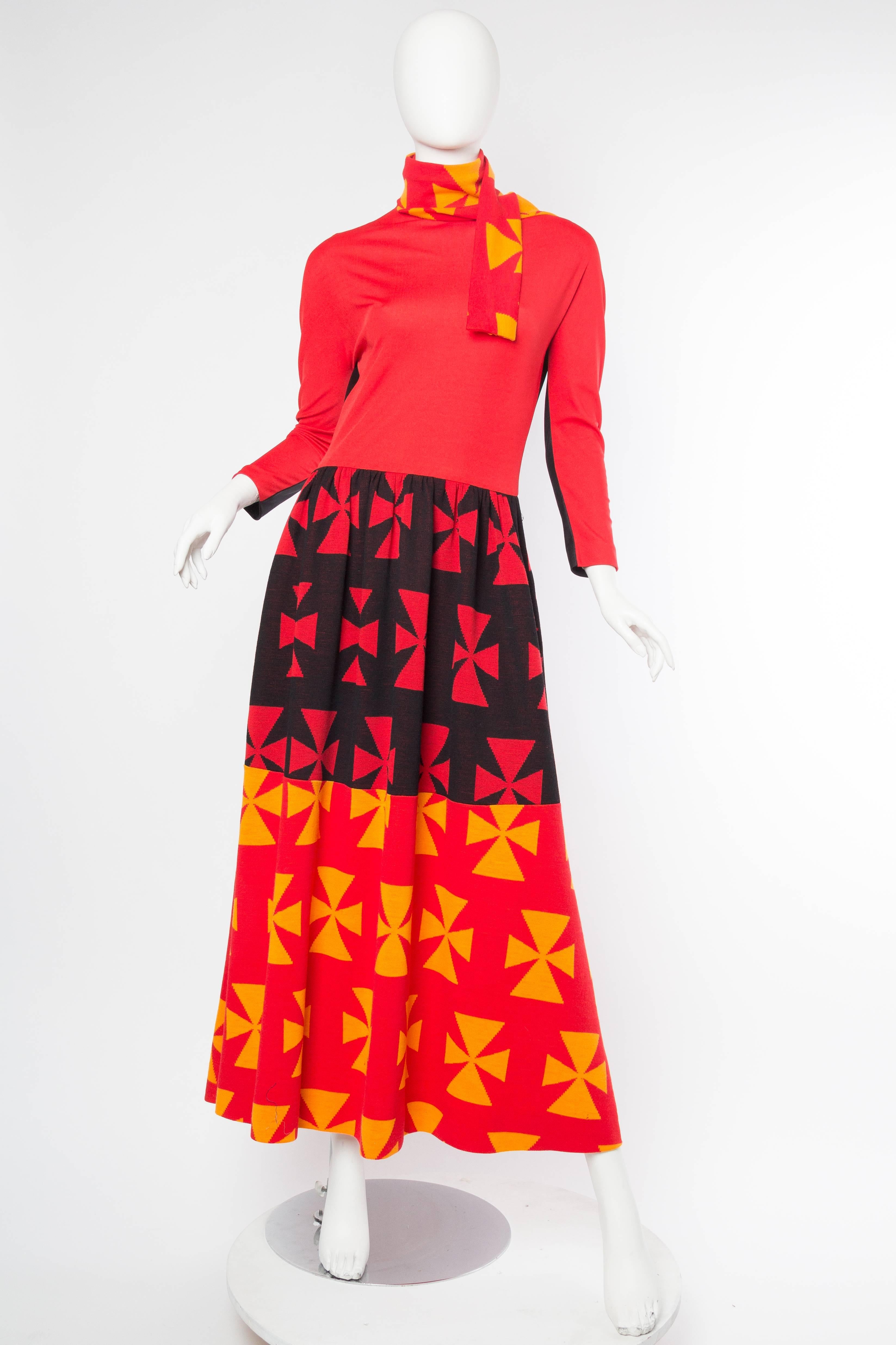 Red Rudi Gernreich 1970s Knit Maxi Dress