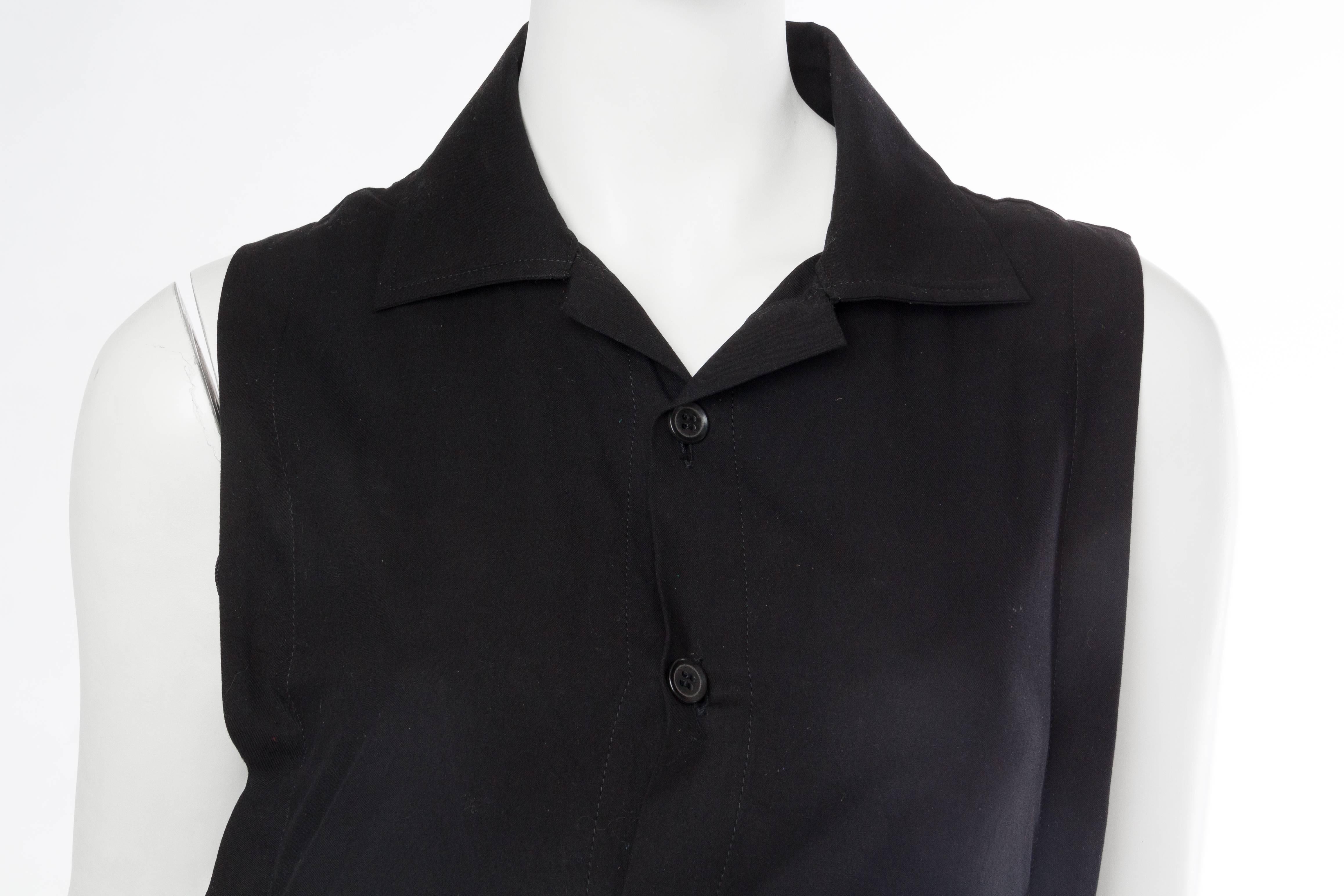 1990S YOHJI YAMAMOTO Black Cotton Unisex Oversized Jumpsuit With Lacing Up Sides For Sale 1