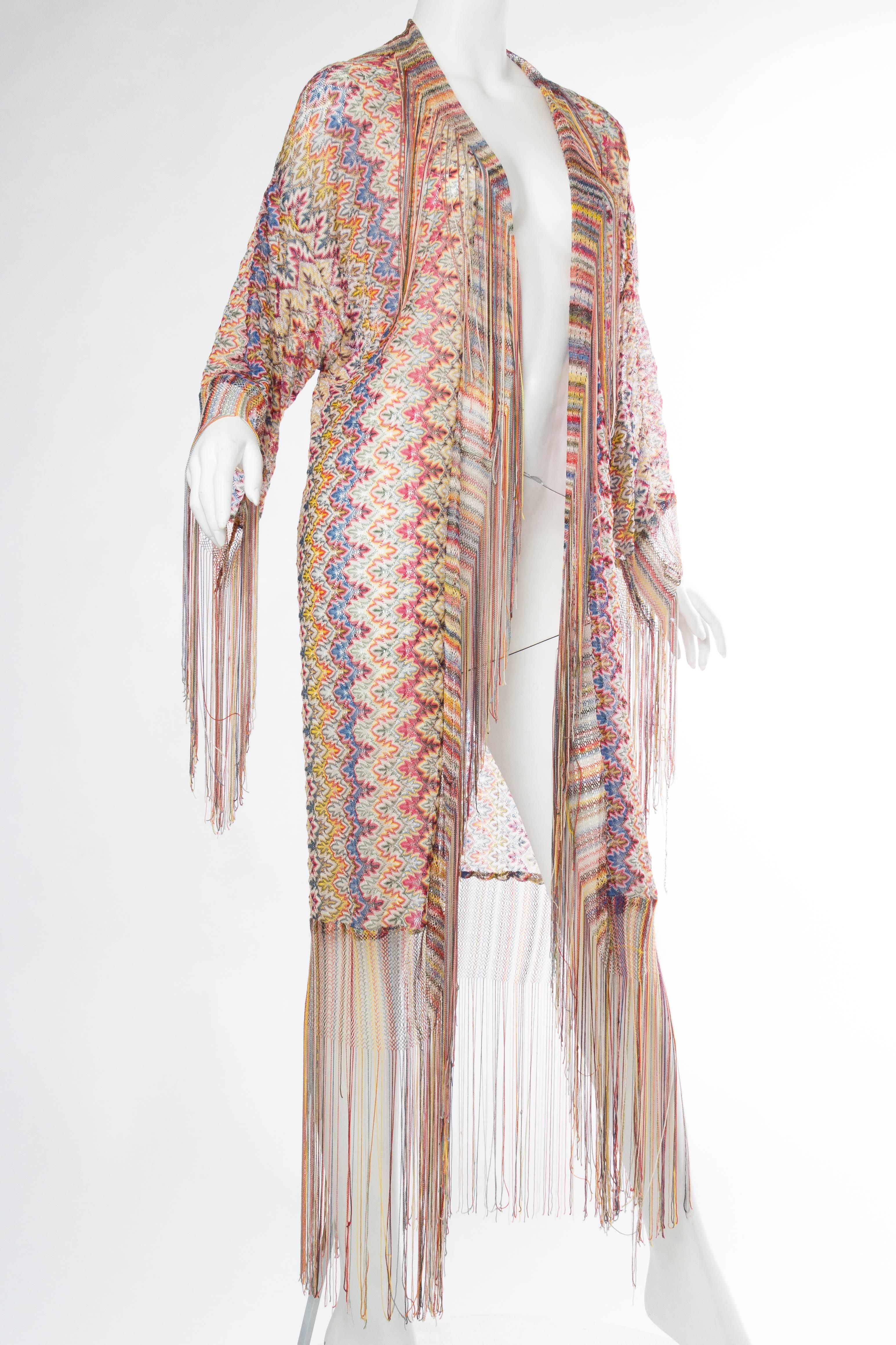 Knit Kimono with Fringe In Excellent Condition In New York, NY
