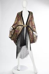 Phenomenal 1920s Lamé Cocoon Coat with Fringe