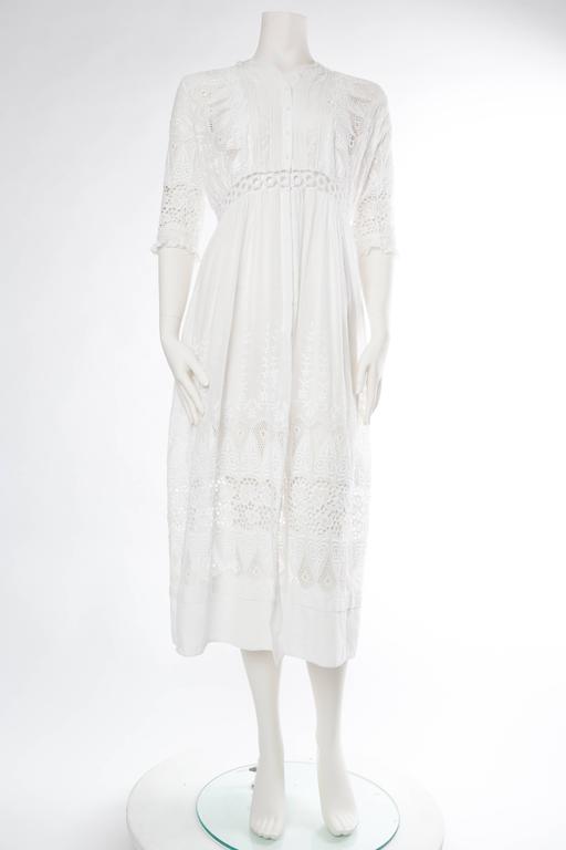 Edwardian Lace and Cotton Duster For Sale at 1stDibs