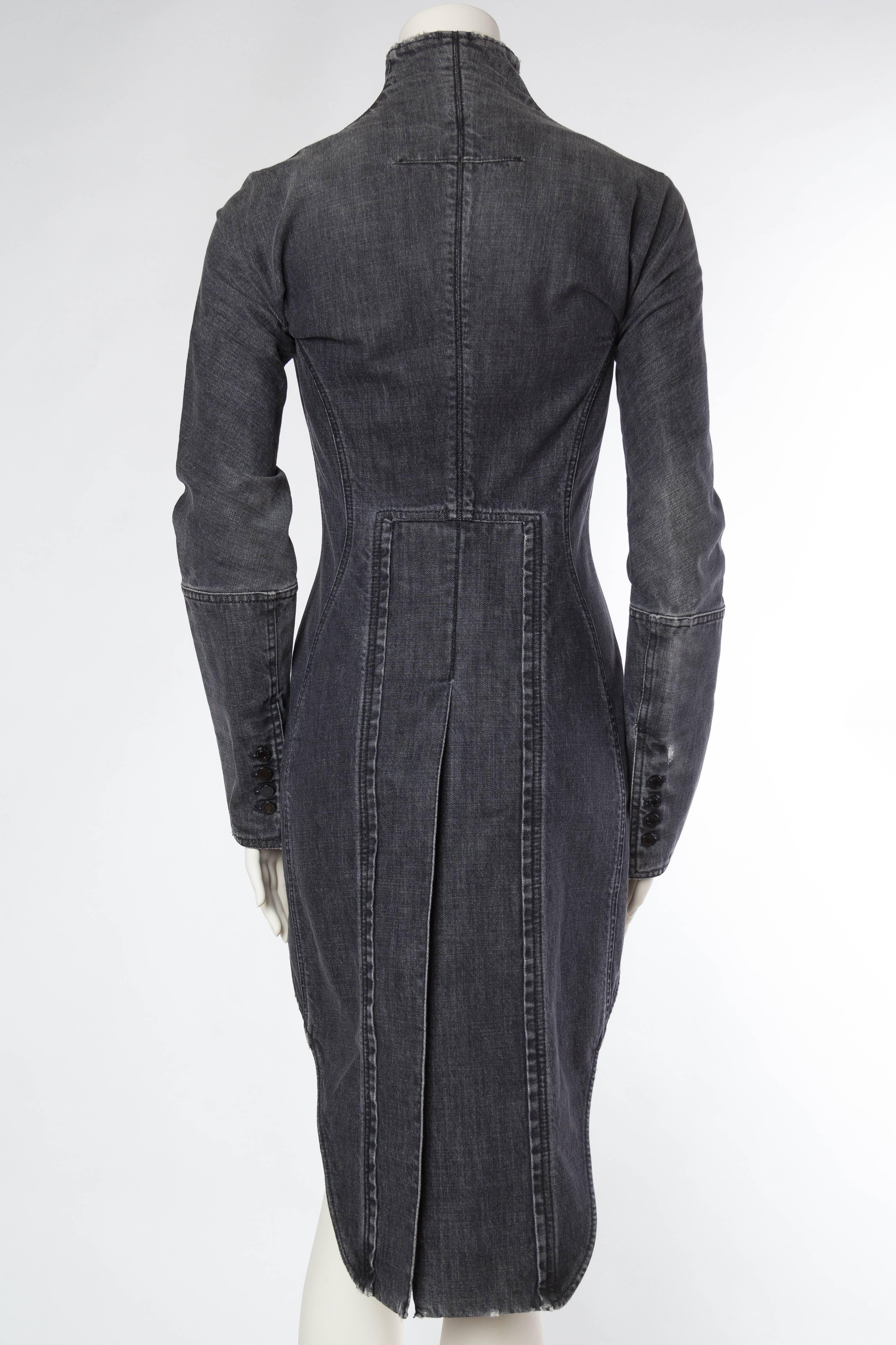 Women's Victorian Style Givenchy Distressed Denim Frock Coat