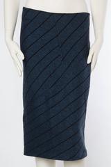 1980er Jahre AZZEDINE ALAIA Blauer & schwarzer Strickrock aus Viskosemischung mit hoher Taille