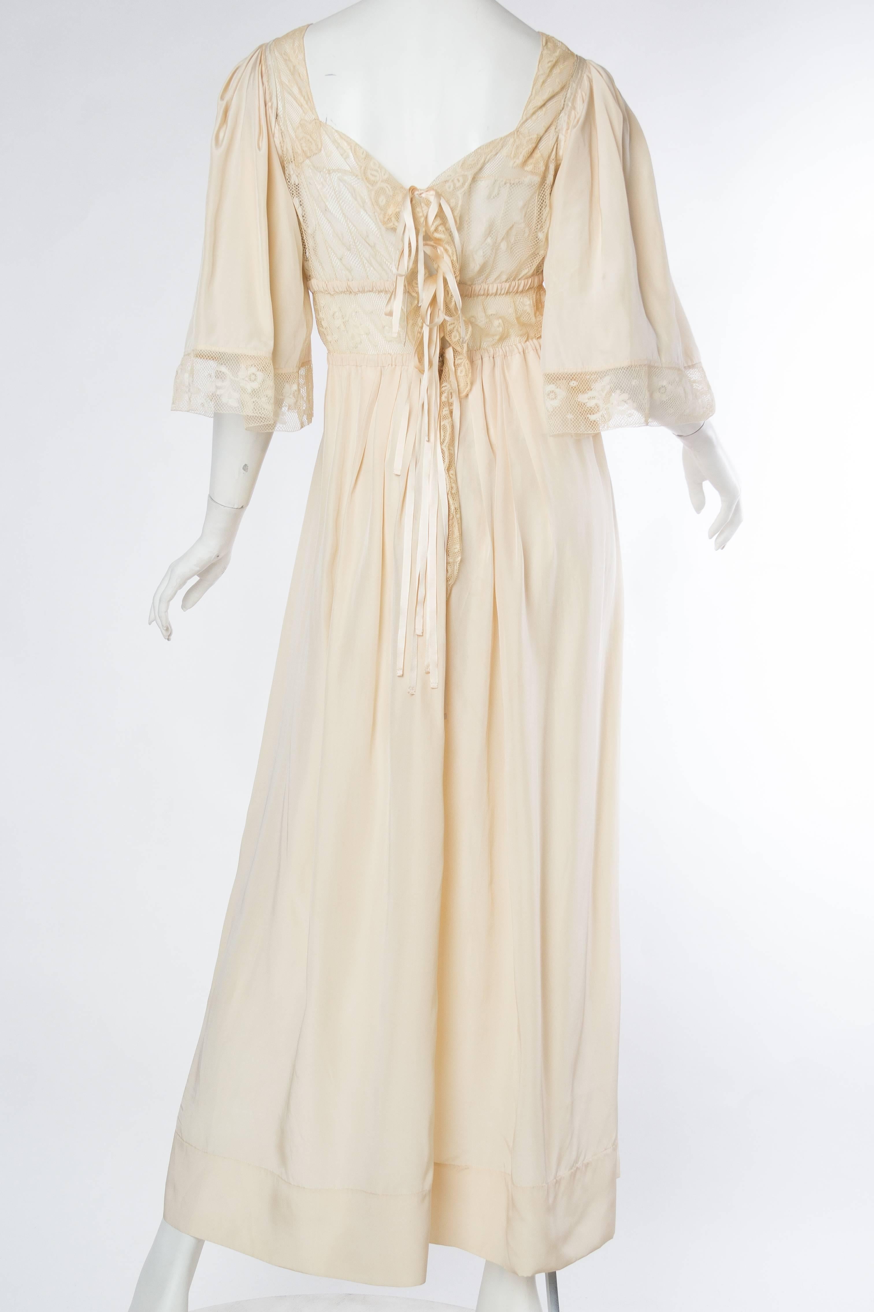 Edwardian Silk and Lace Negligee Dress at 1stDibs