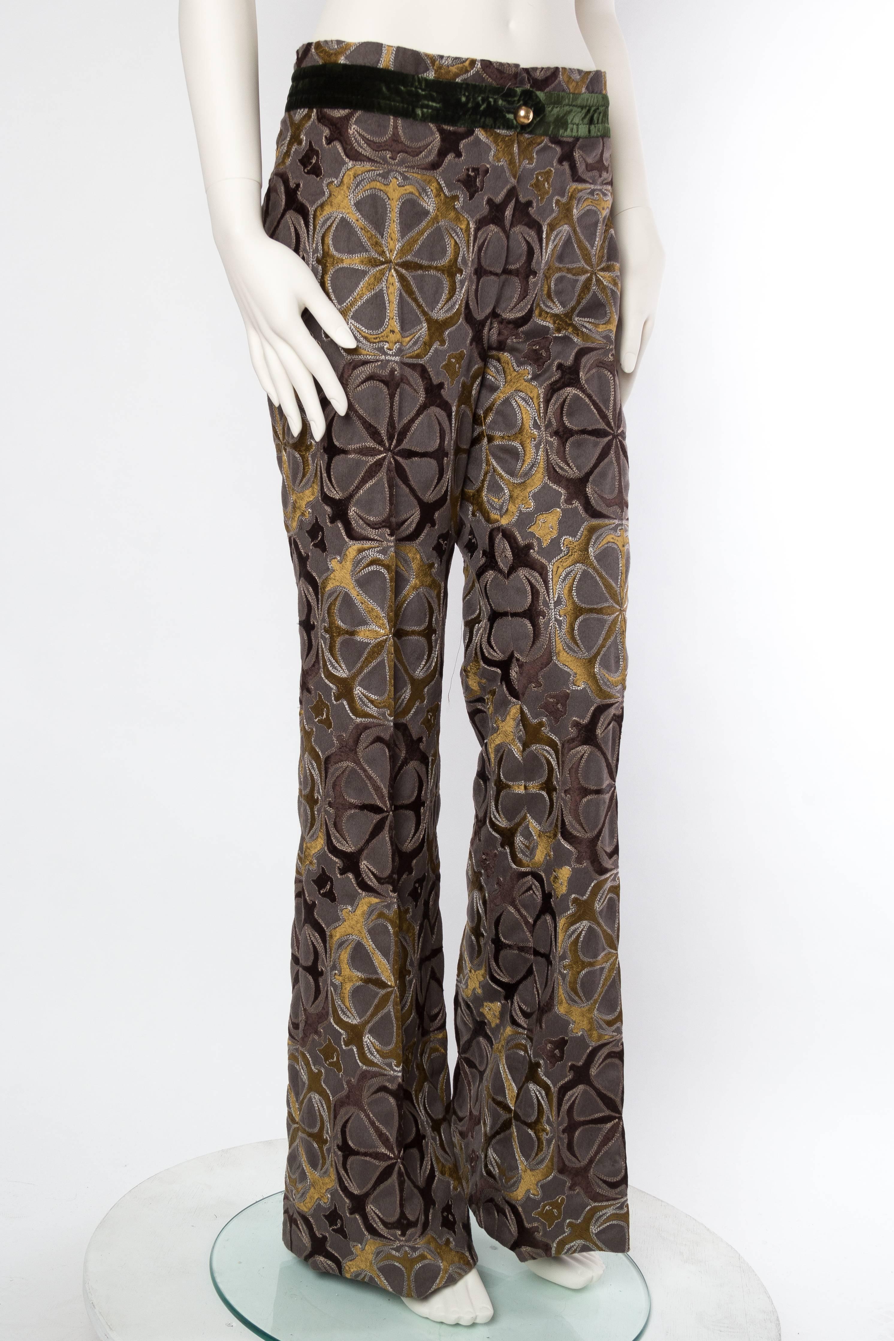 Gianfranco Ferre Fully Embroidered Trousers In Excellent Condition In New York, NY