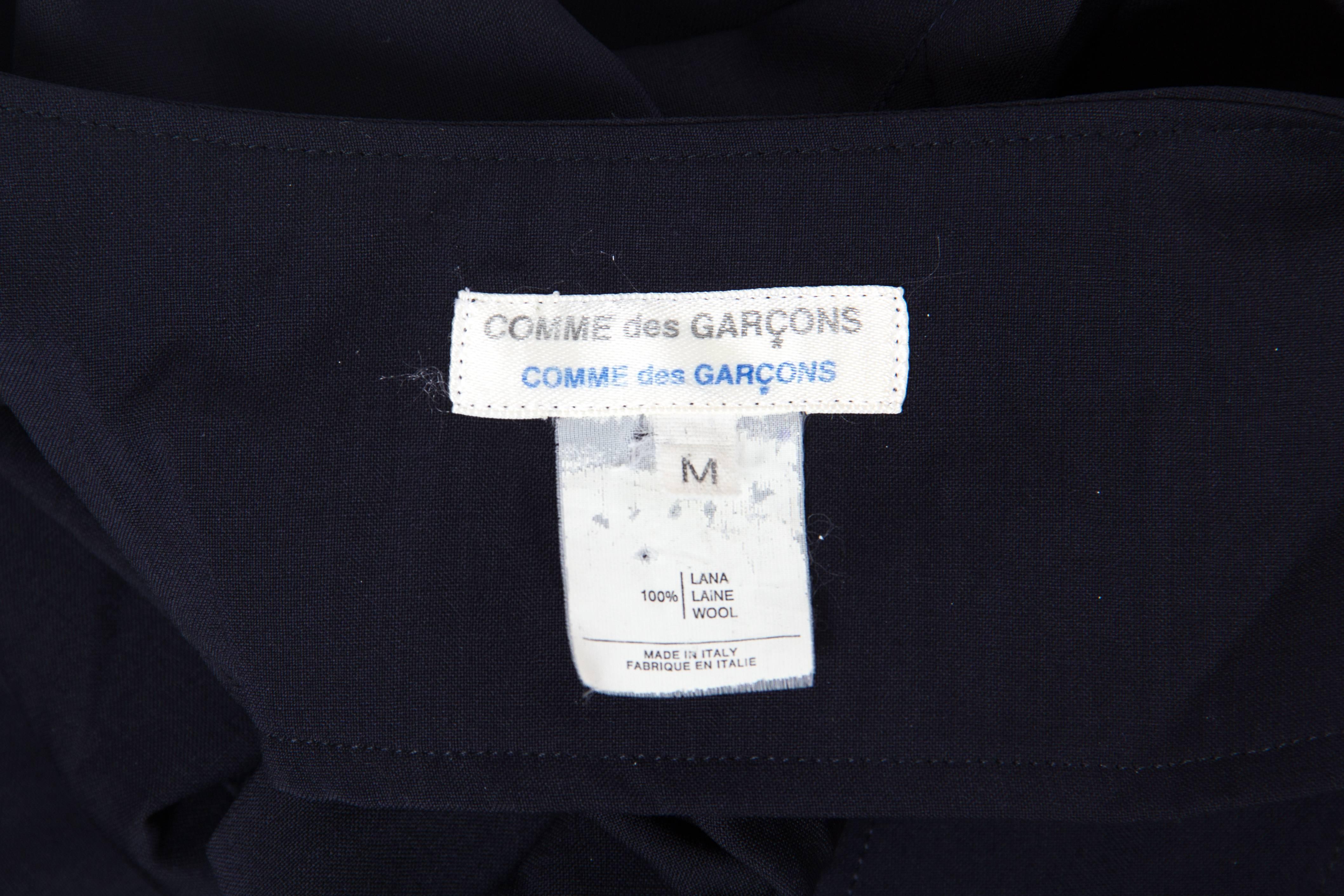 1980S COMME DES GARCONS Navy Wool Deconstructed Wrap Skirt For Sale 5