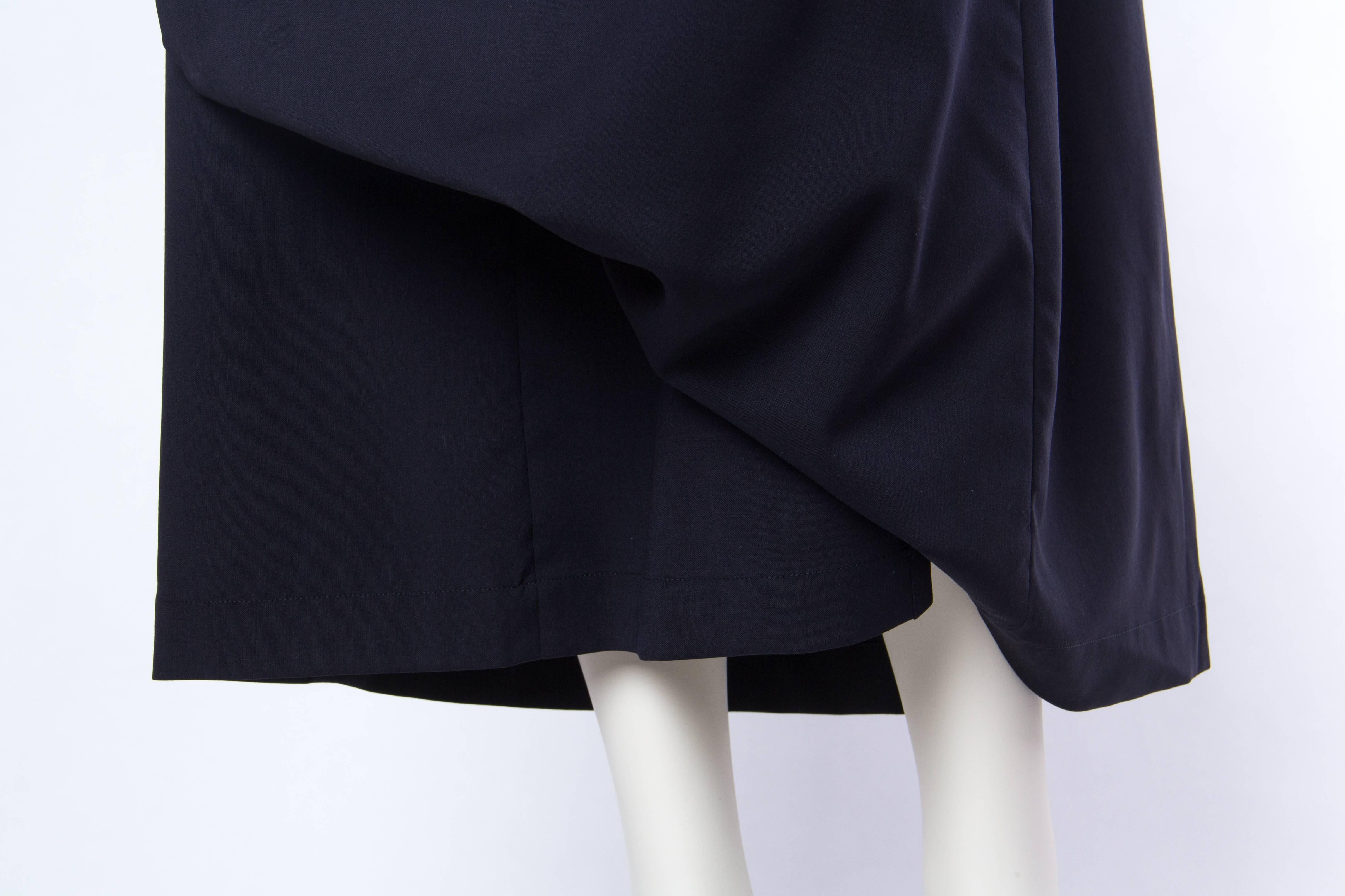 1980S COMME DES GARCONS Navy Wool Deconstructed Wrap Skirt For Sale 3