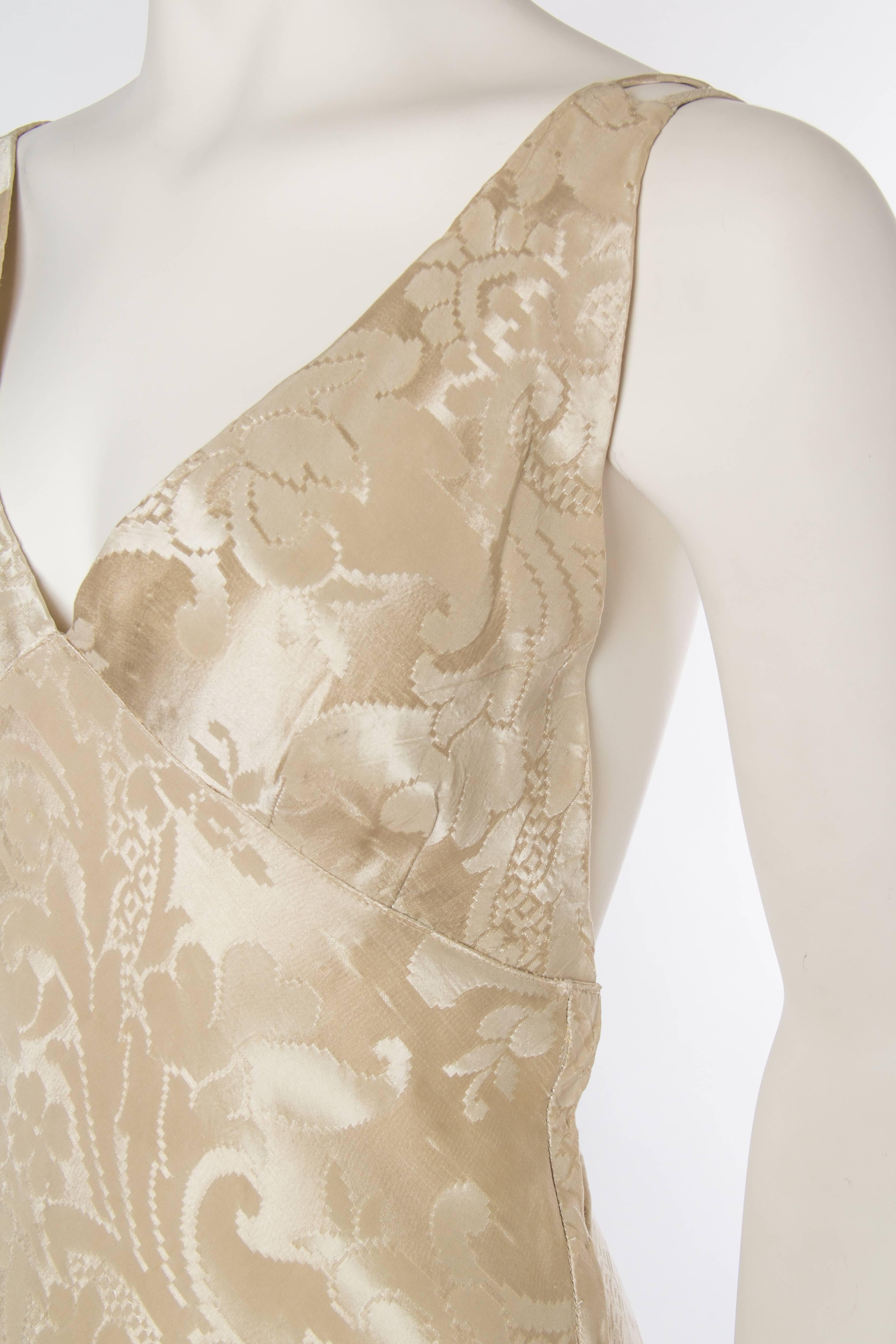 Backless 1930s Bias Cut Silk Damask Gown 3