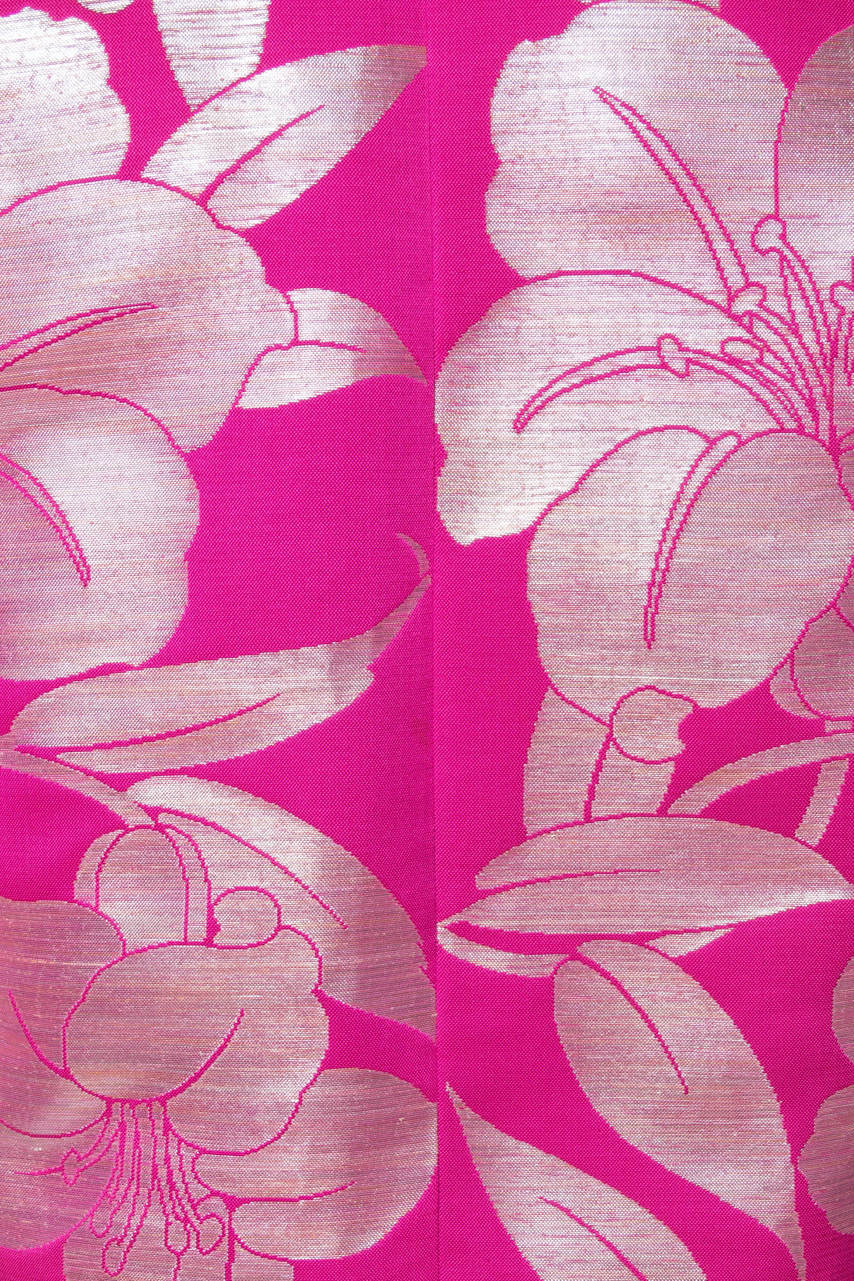 1960S Obi Pink Floral Print Japanese Swing Jacket 1