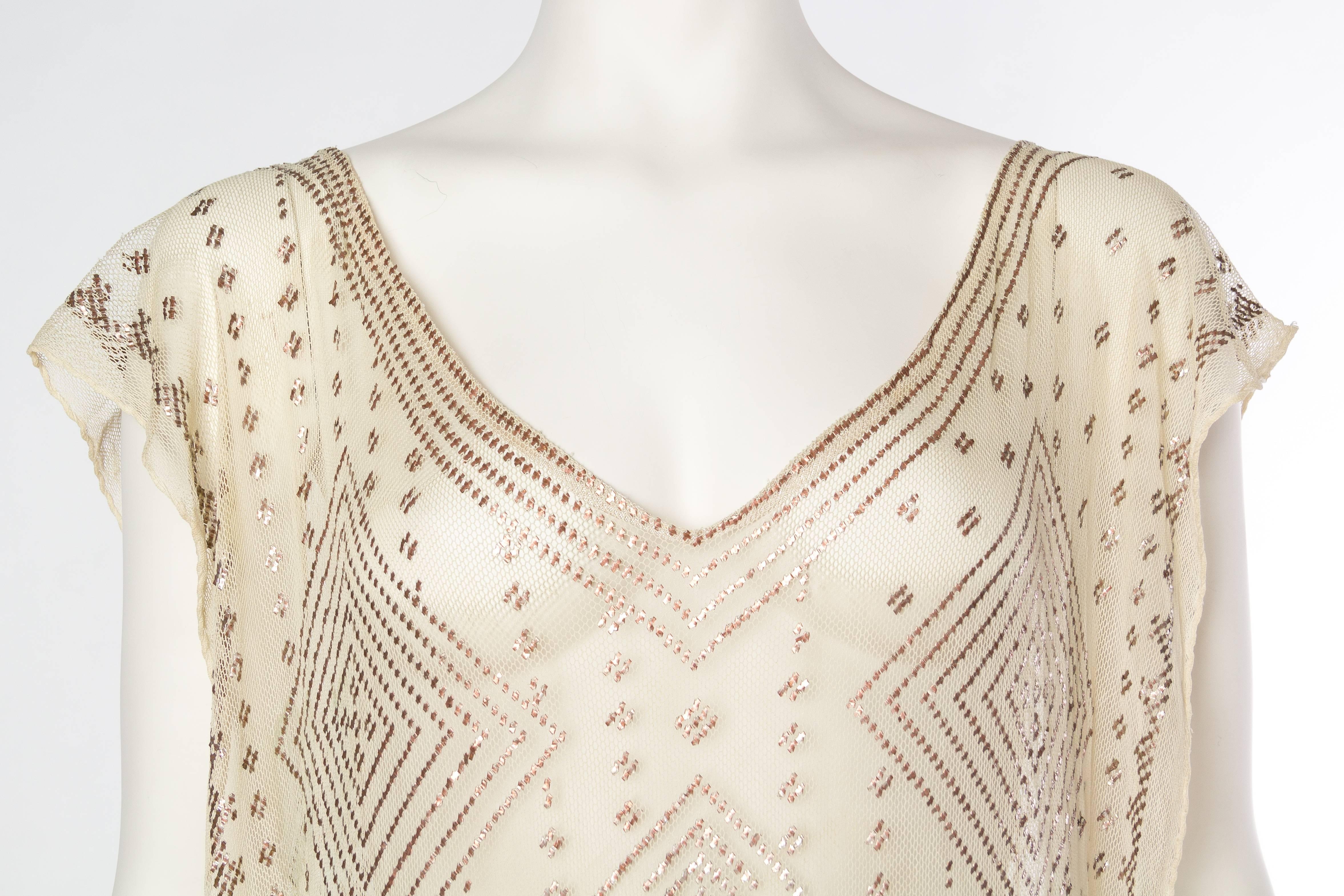 1920s Egyptian Assuit Net and Silver Dress In Excellent Condition In New York, NY