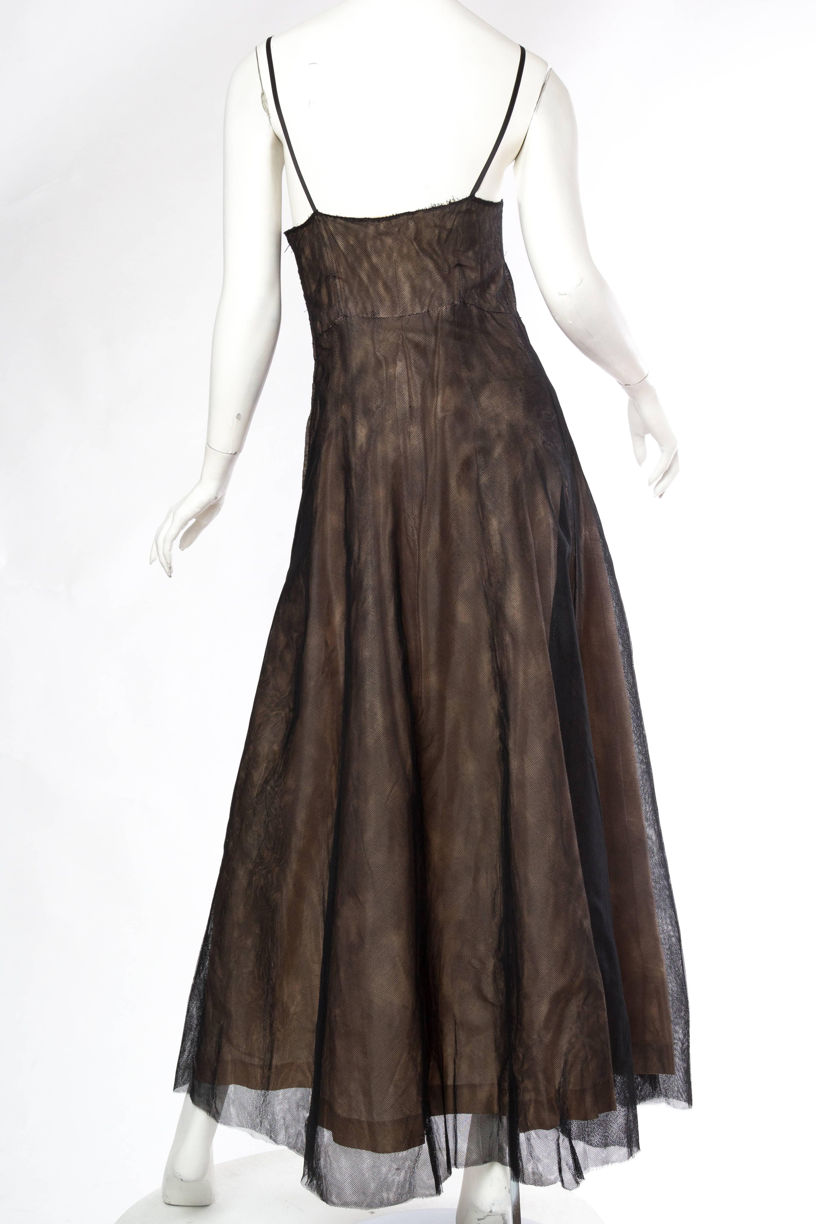 1980 VALENTINO Black Silk Tulle Couture Quality Gown With Lace And Crystal Bodi 2