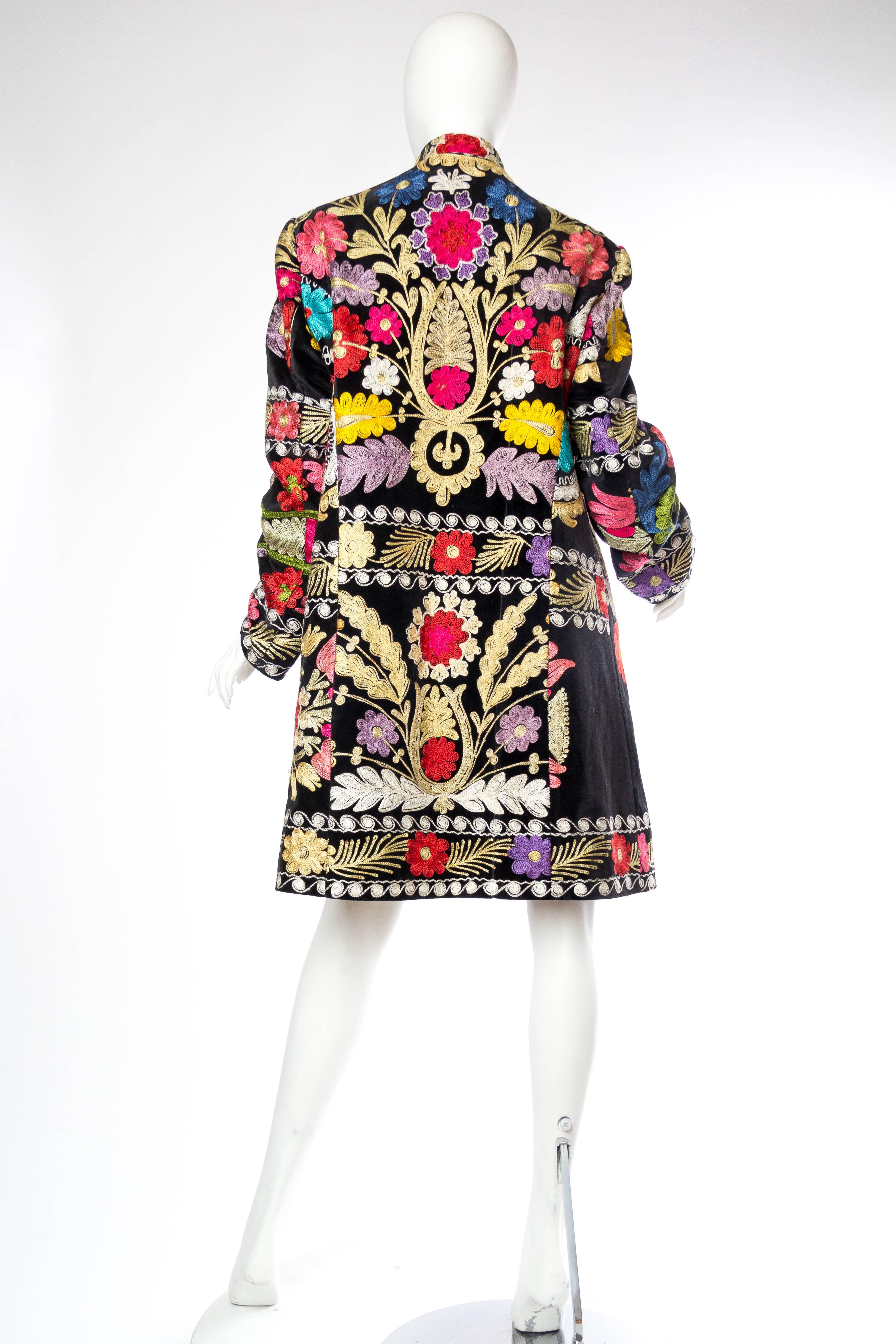 1960s Embroidered Velvet BoHo Coat In Excellent Condition In New York, NY