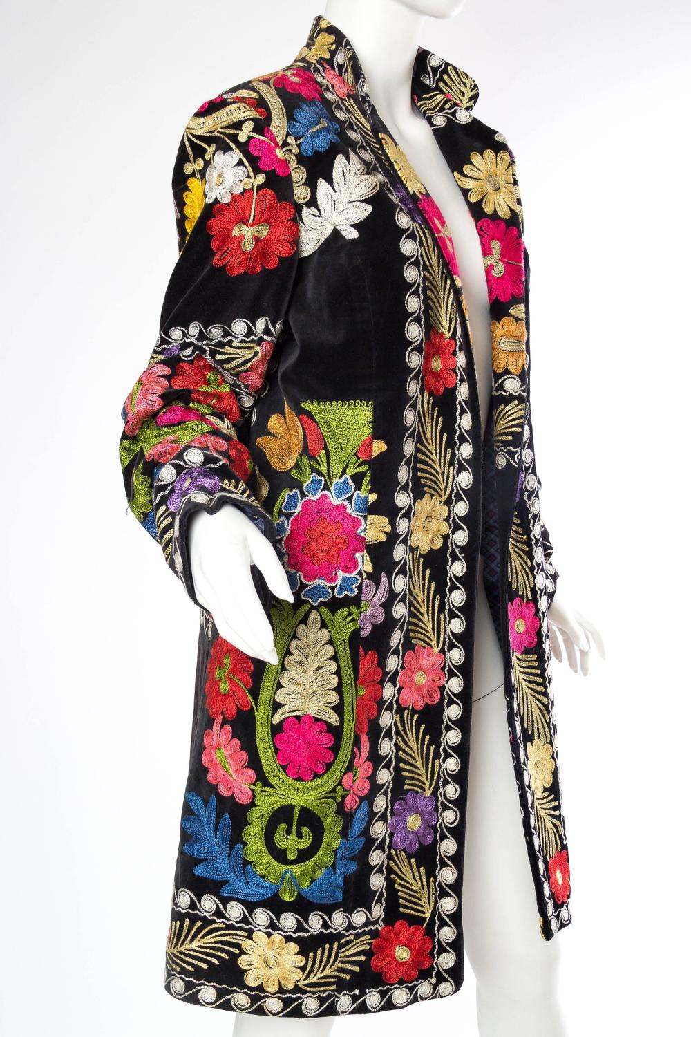 1960s Quilted Velvet Floral Great Coat main image 0