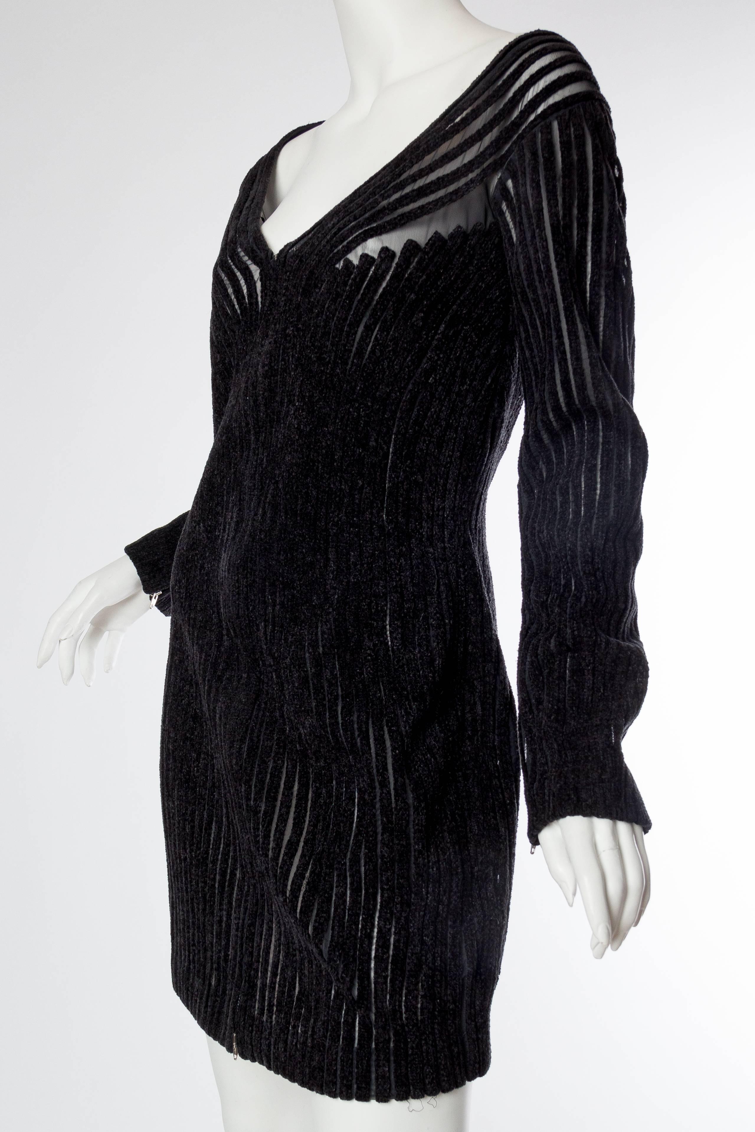 Gianfranco Ferre Sheer and Chenille Body-con Dress In Excellent Condition In New York, NY