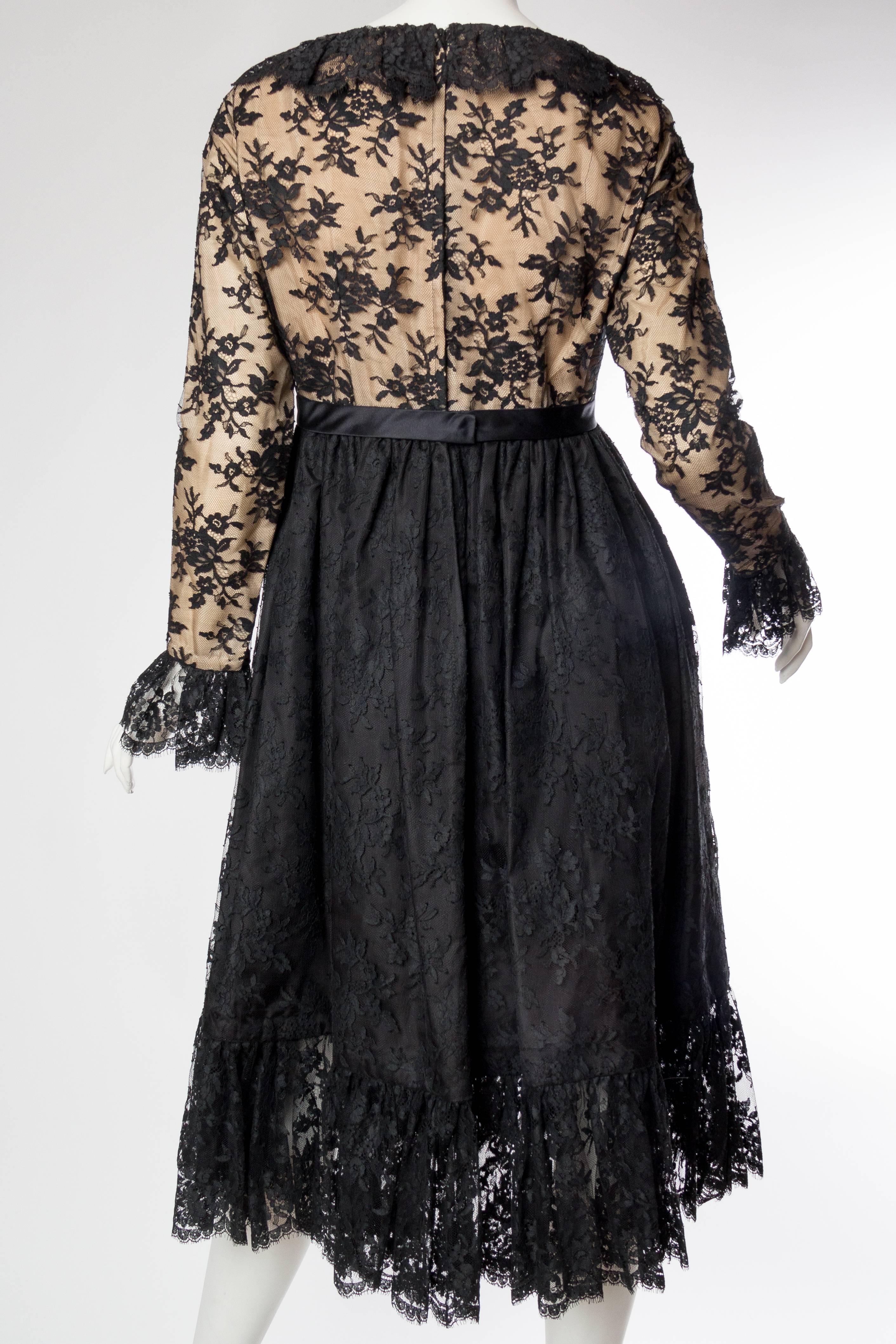 1960s Empire Waist Chantilly Lace Dress 1