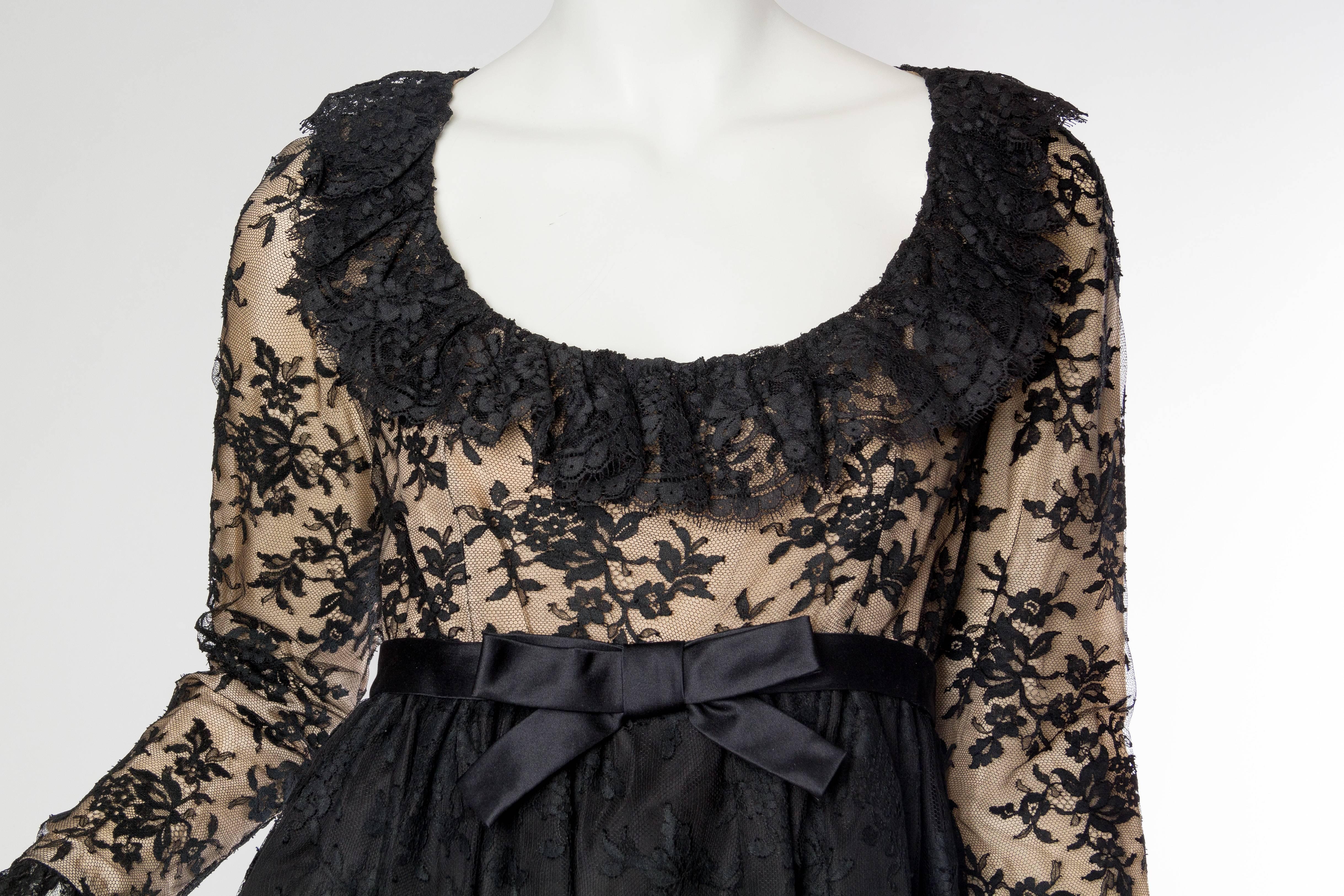 1960s Empire Waist Chantilly Lace Dress 2