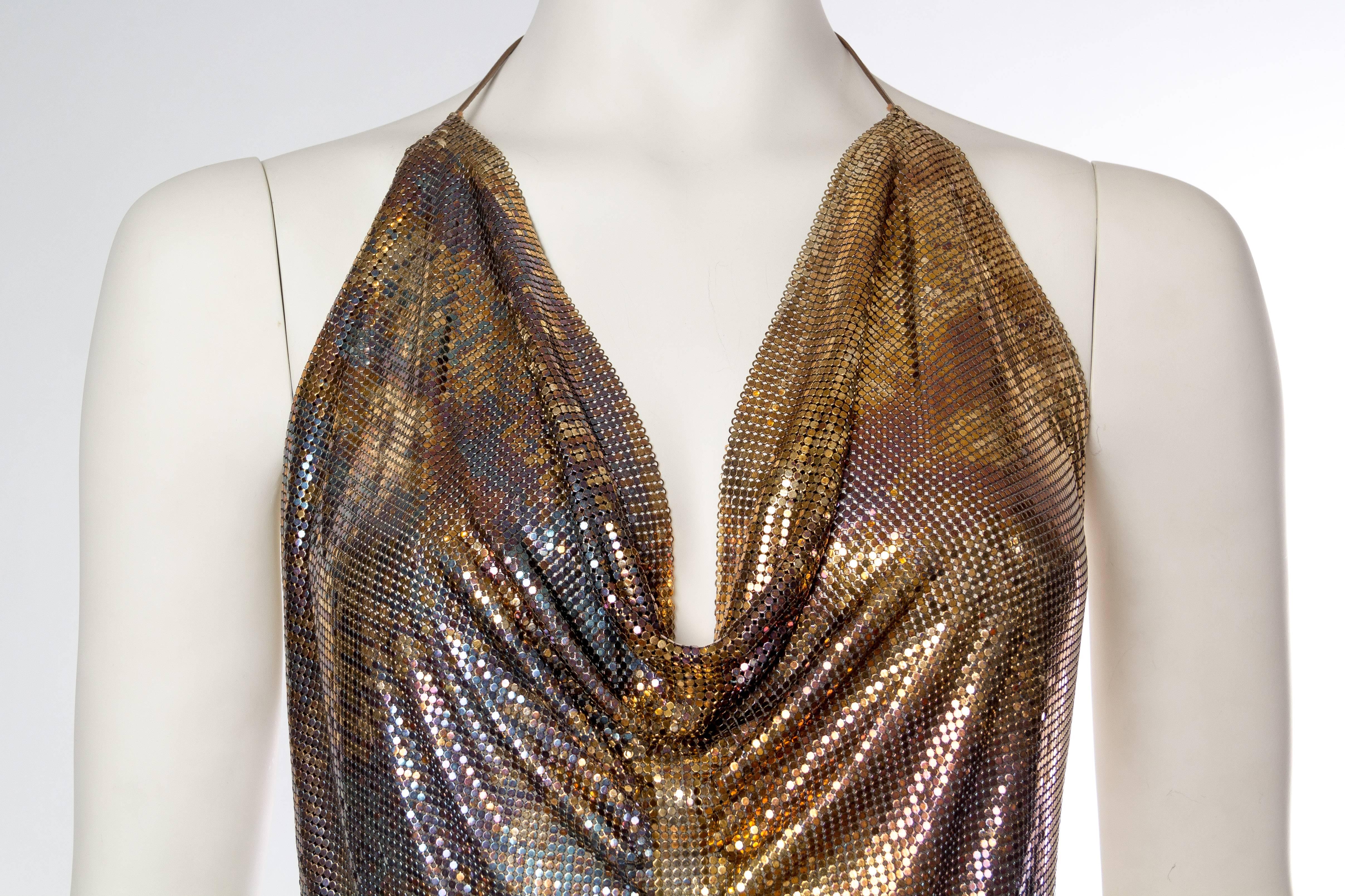 Whiting and Davis Oil Slick Gold Metal Mesh Top In Excellent Condition In New York, NY