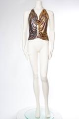 Whiting and Davis Oil Slick Gold Metal Mesh Top