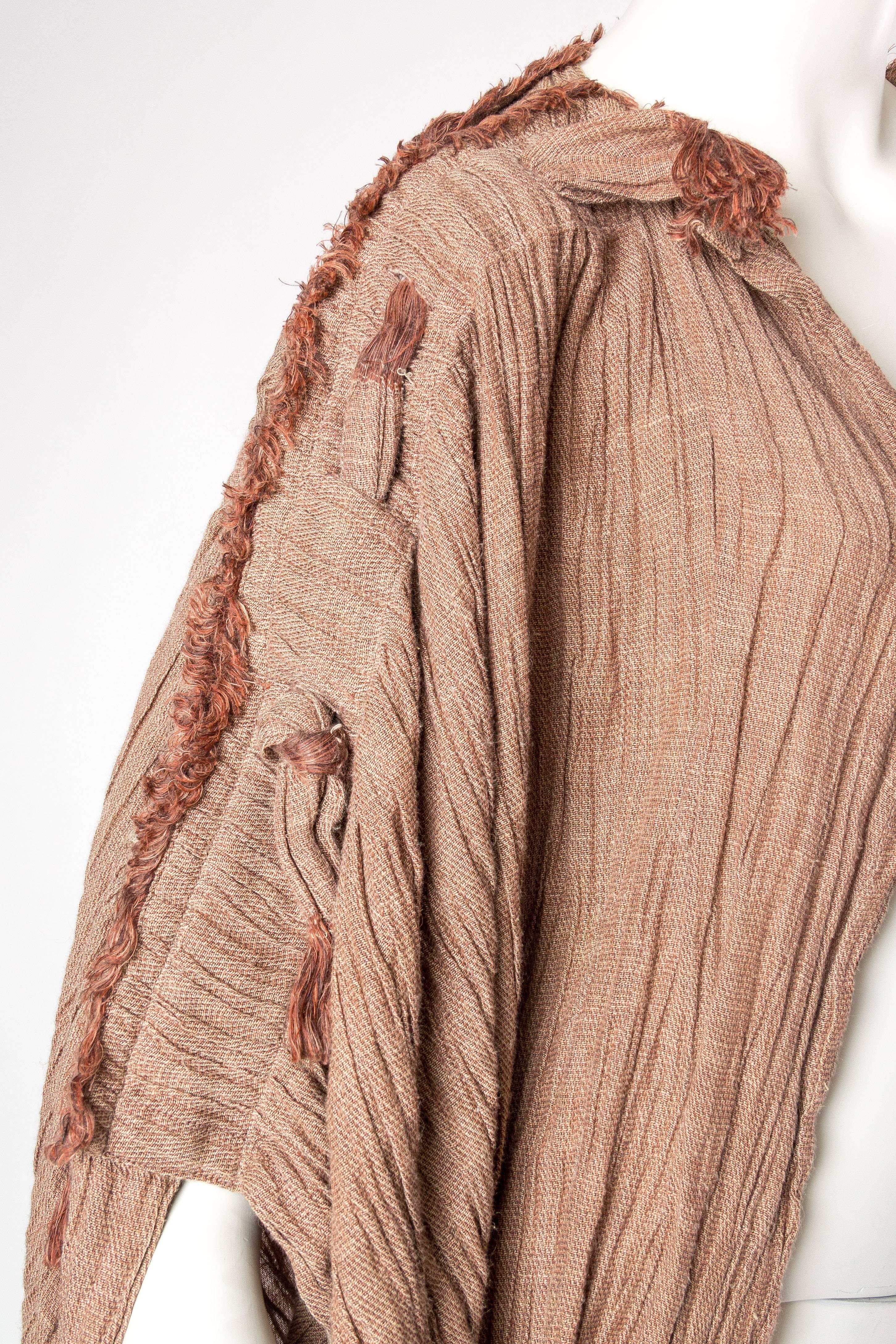 1980S ISSEY MIYAKE Salmon Cotton/Linen Blend Crinkle Cut Deconstructed Irving P 4