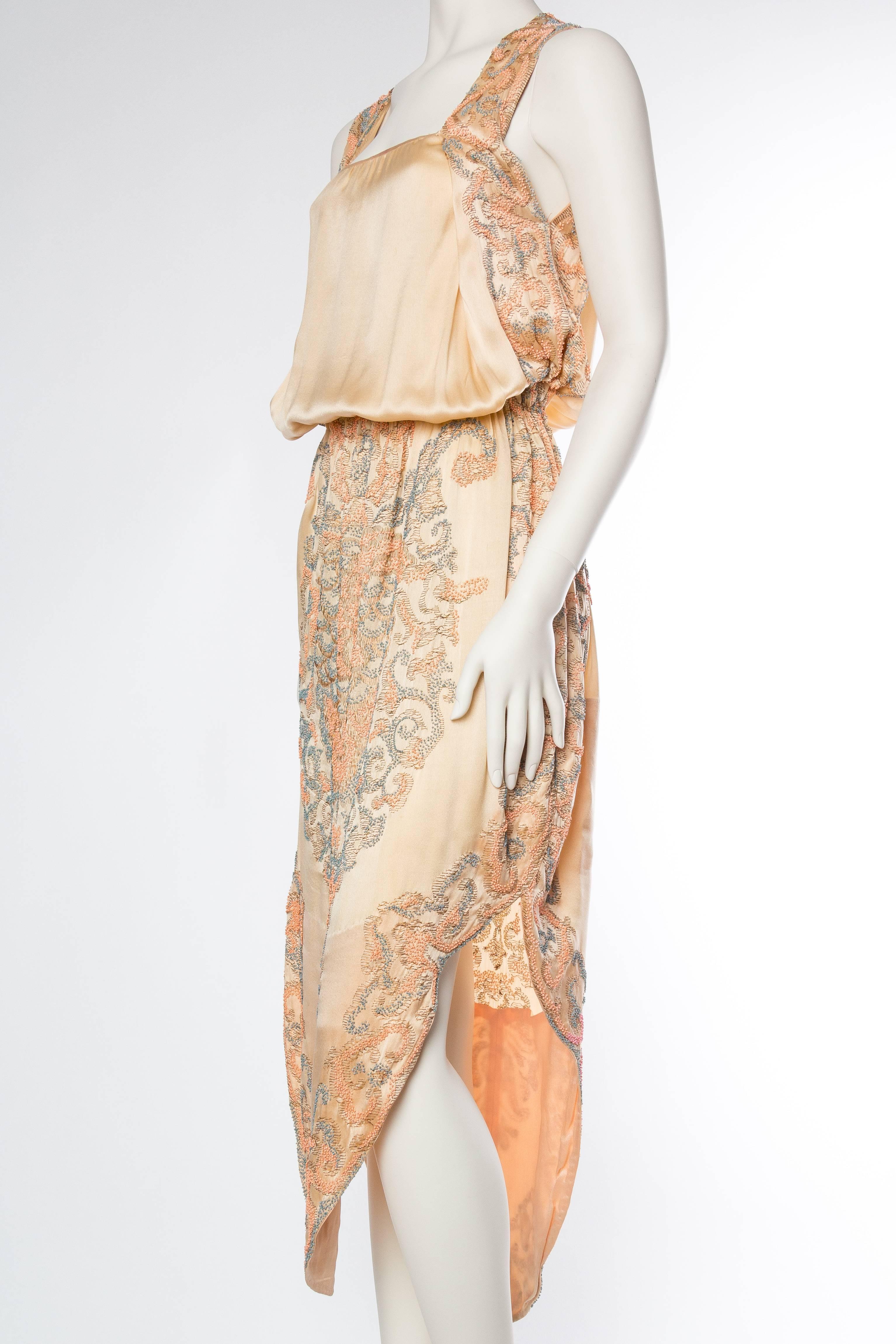 Late Edwardian Beaded Silk Dress In Excellent Condition In New York, NY