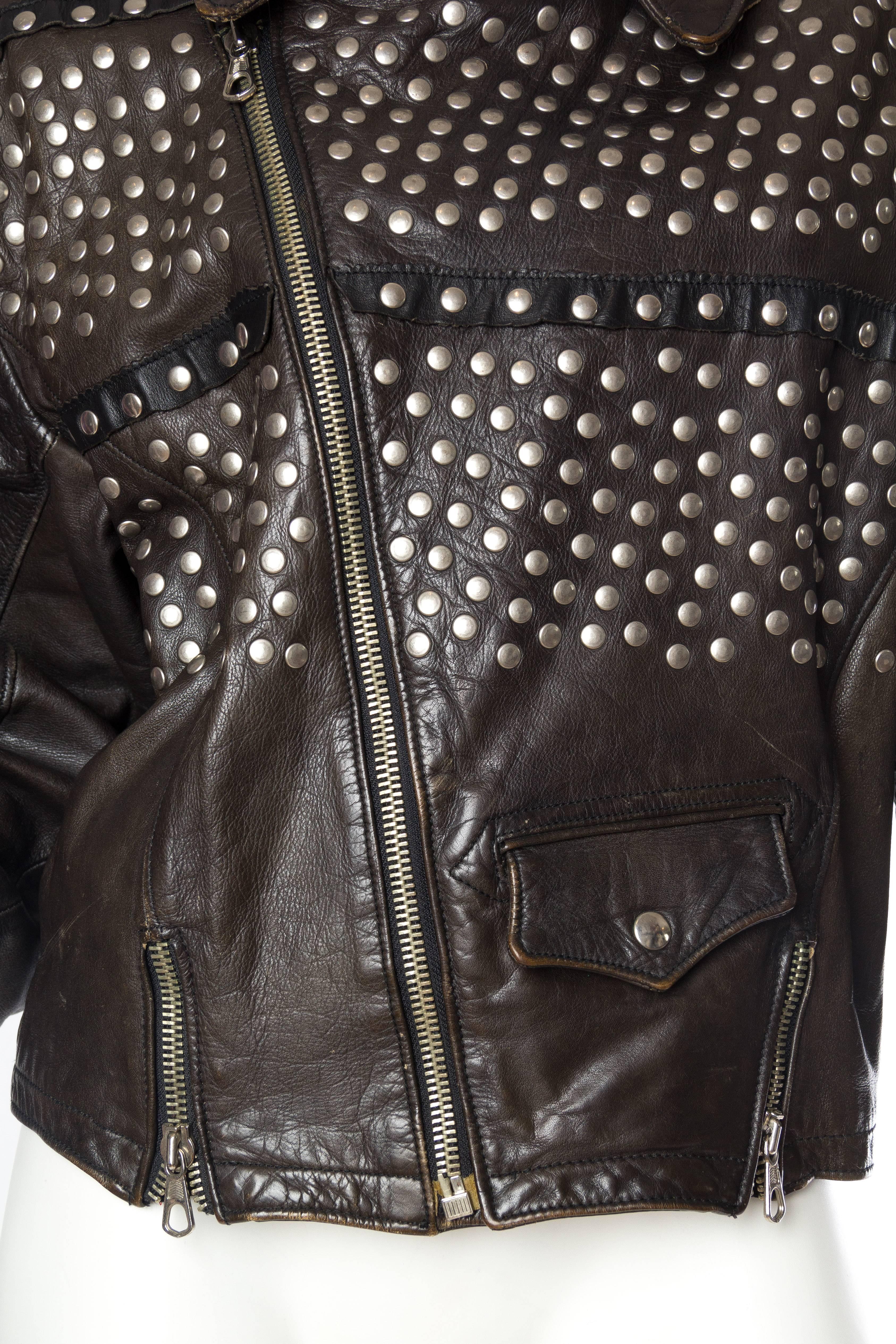 Women's or Men's Iconic Jean Paul Gaultier Love Hate Studded Leather Jacket
