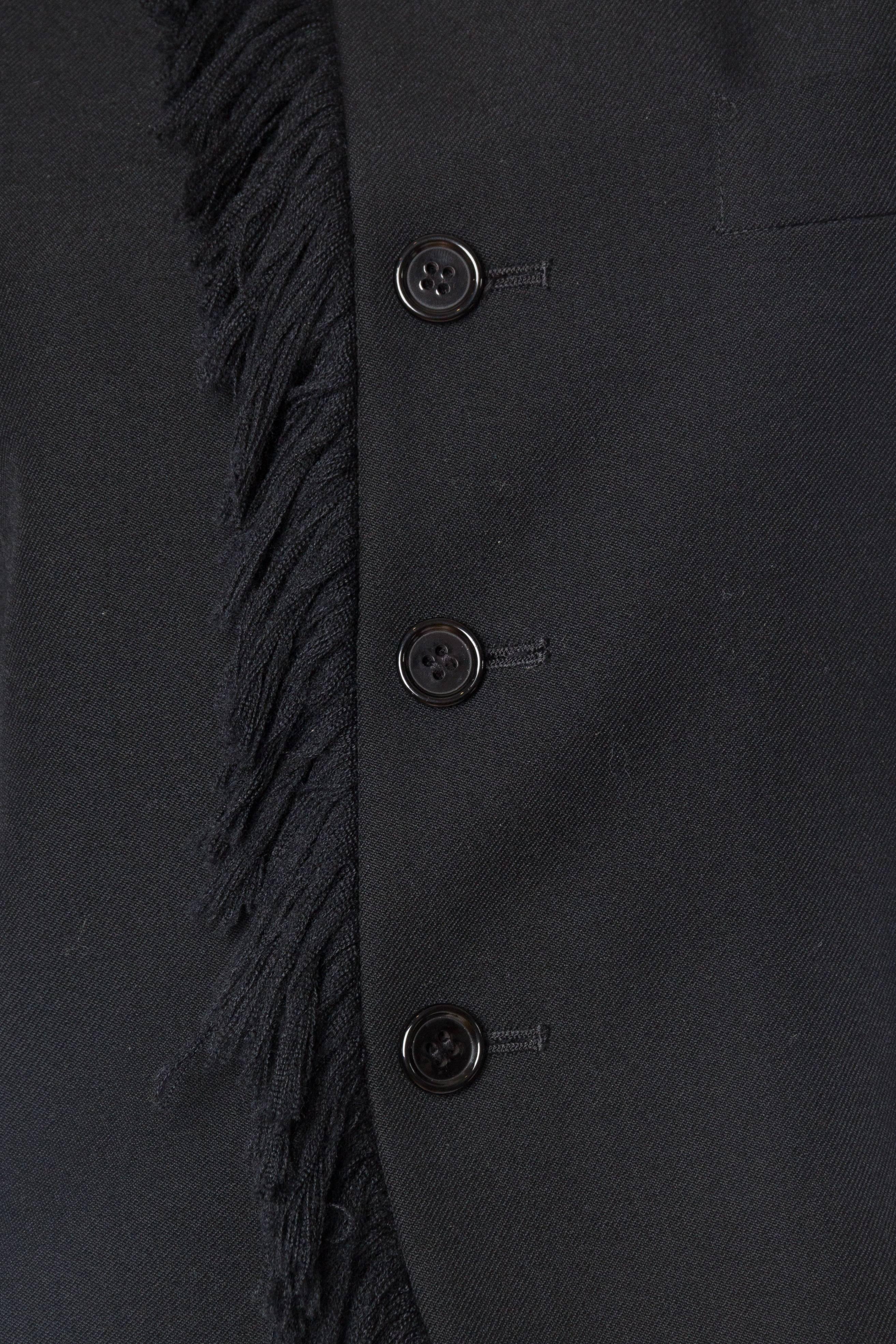 1980S YOHJI YAMAMOTO Black Wool Twill High-Low Tail Coat With Fringe For Sale 5