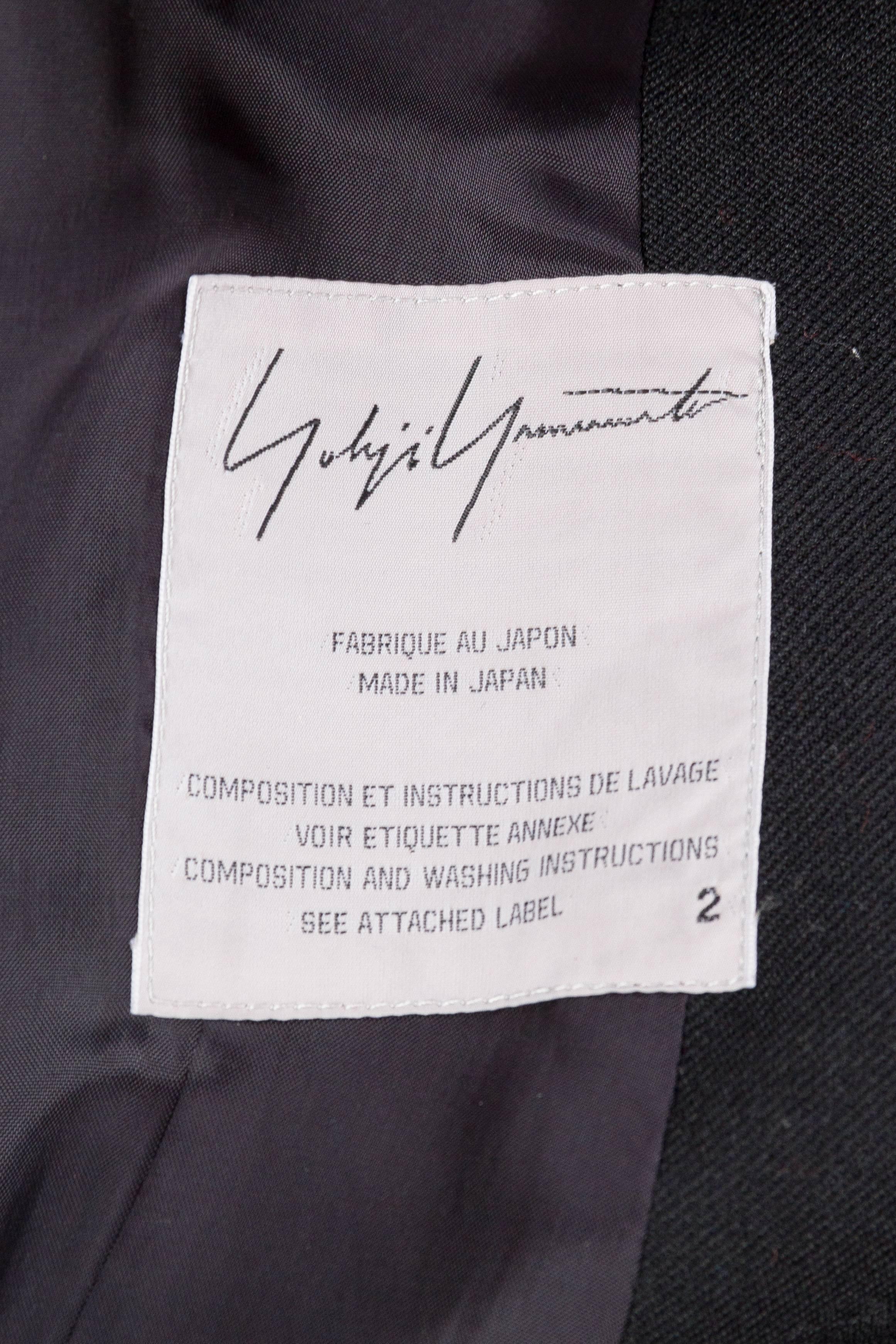 Yohji Yamamoto, cappotto anni '80 in twill di lana nero a coda alta con frange in vendita 6