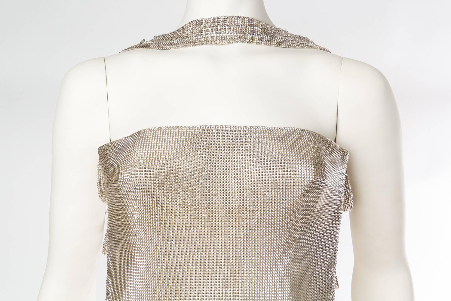 Gianni Versace Couture Metal Mesh Backless Dress with Crystals For Sale ...