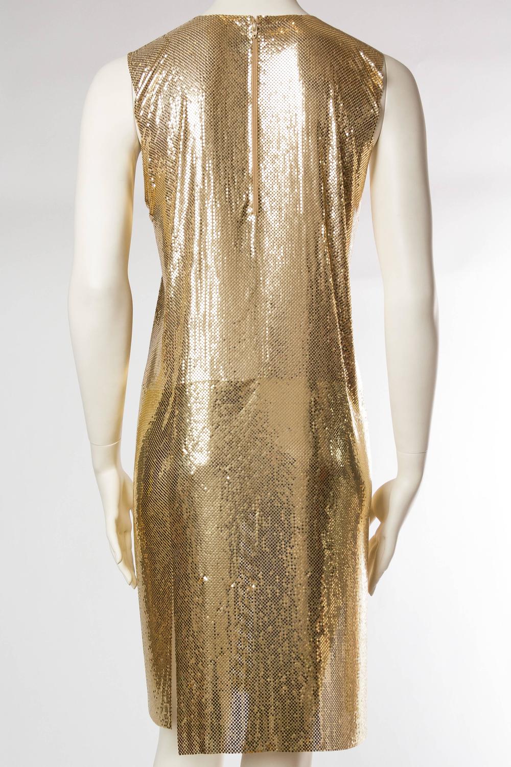 Rock and Roll in Solid Gold Slashed Metal Mesh Dress For Sale at 1stdibs