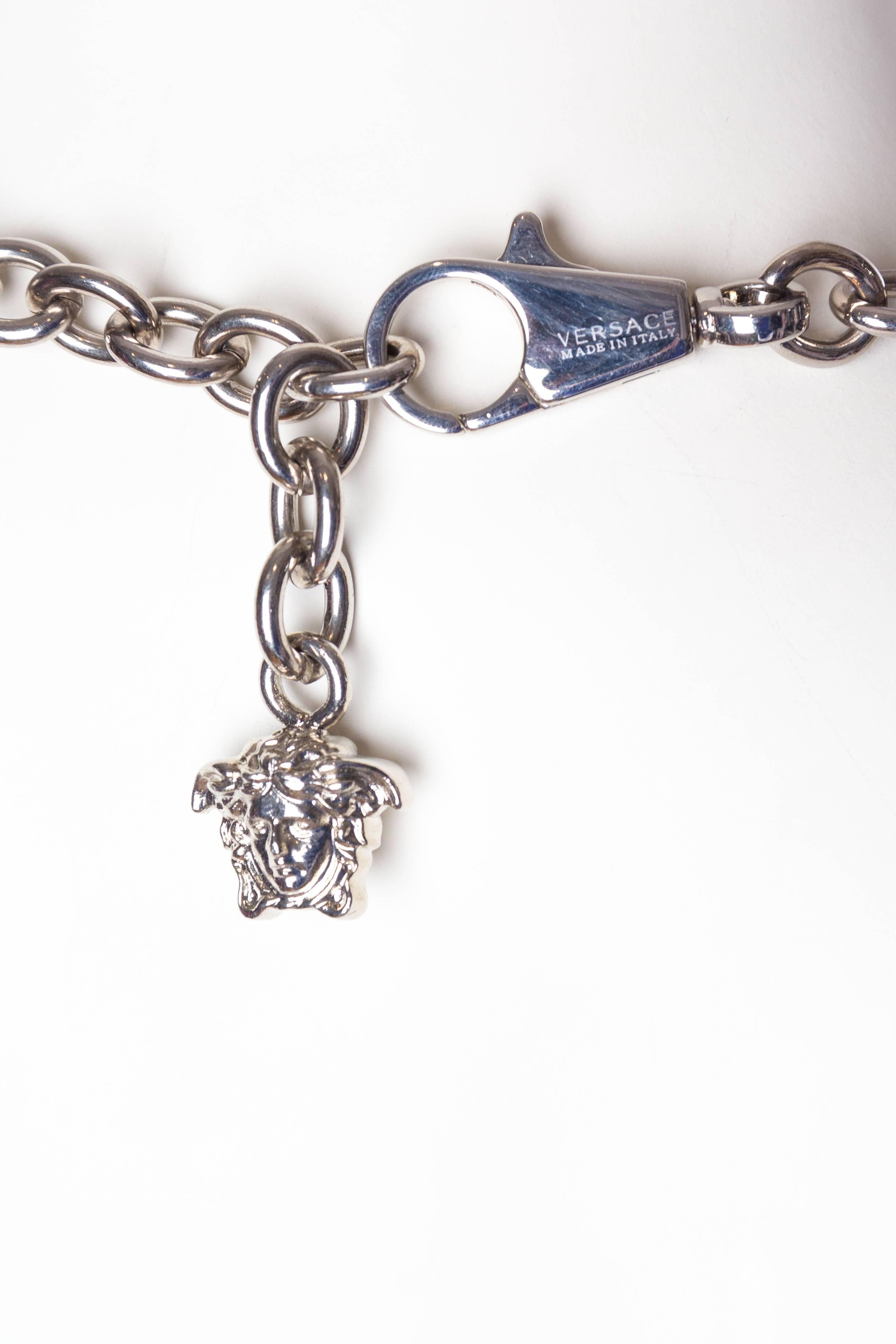Silver Gianni Versace Metal Mesh Medusa Necklace  7