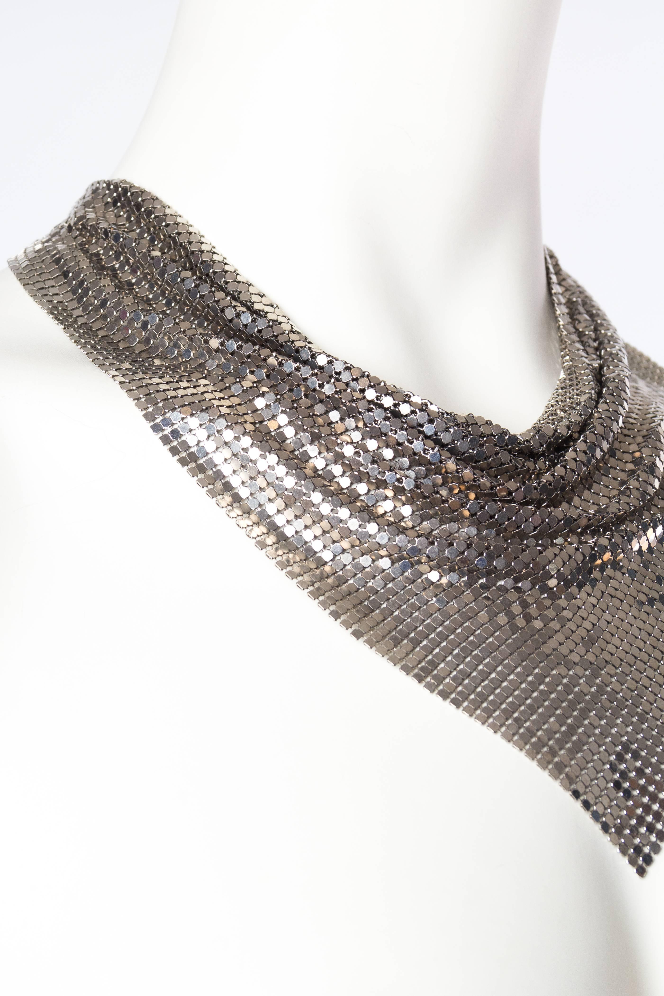 Silver Gianni Versace Metal Mesh Medusa Necklace  In New Condition In New York, NY